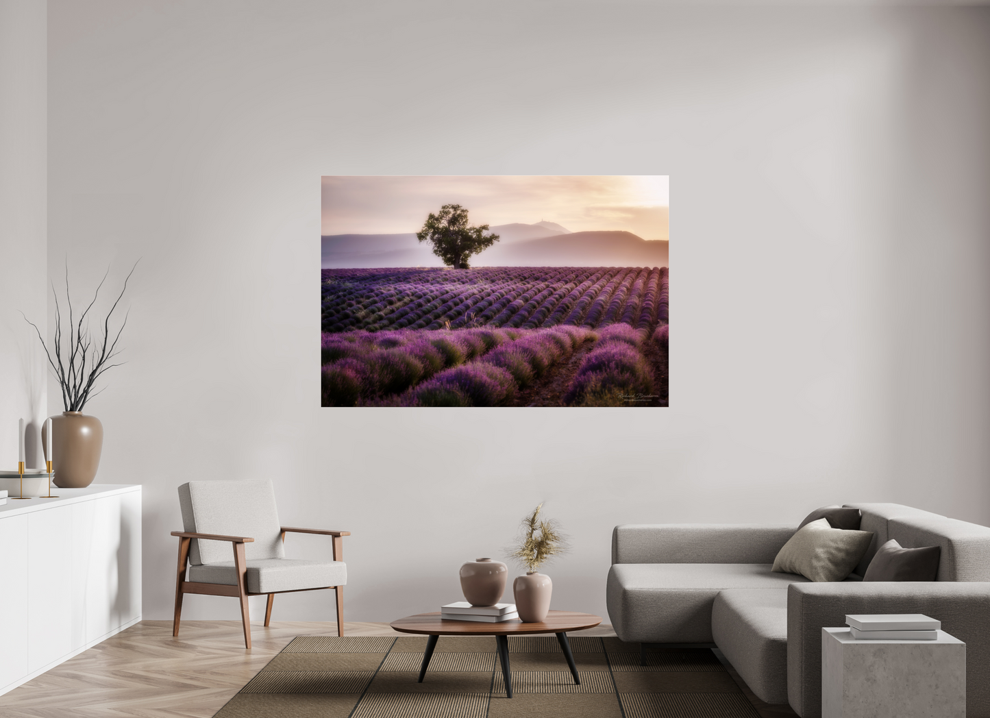 180 x 120 cm, Tirage couleur sur support solide en aluminium, recouvert d’une protection transparente (plexiglas). Lavandes Photo Artistique pour Décoration Murale