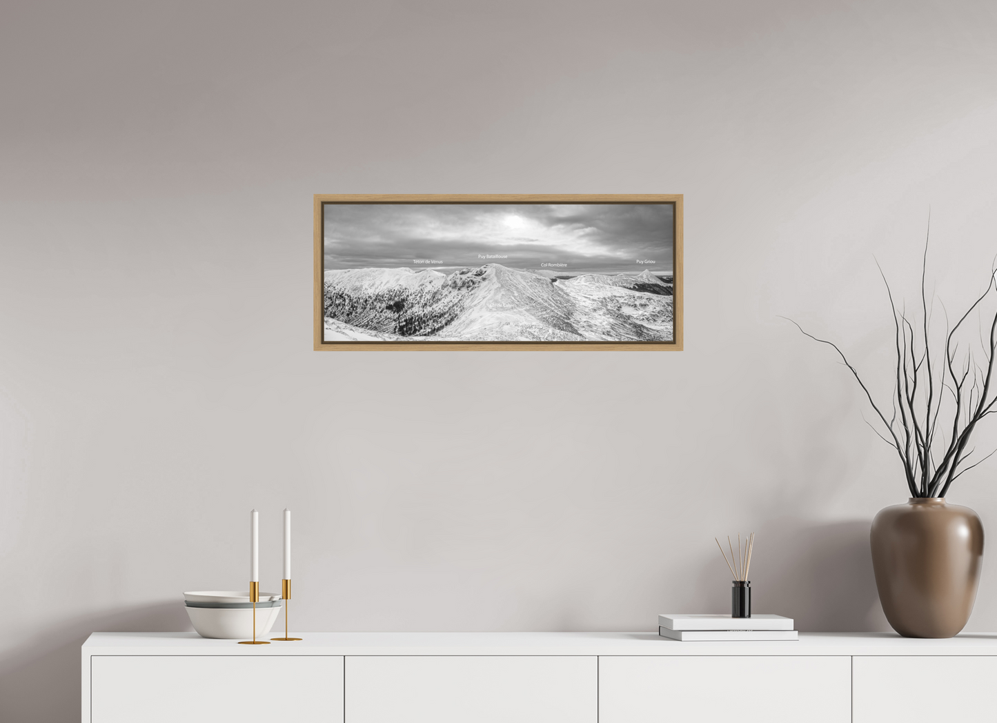 76,6 x 30 cm, Impression sur support rigide (Forex) avec cadre élégant type “caisse américaine” Massif cantalien