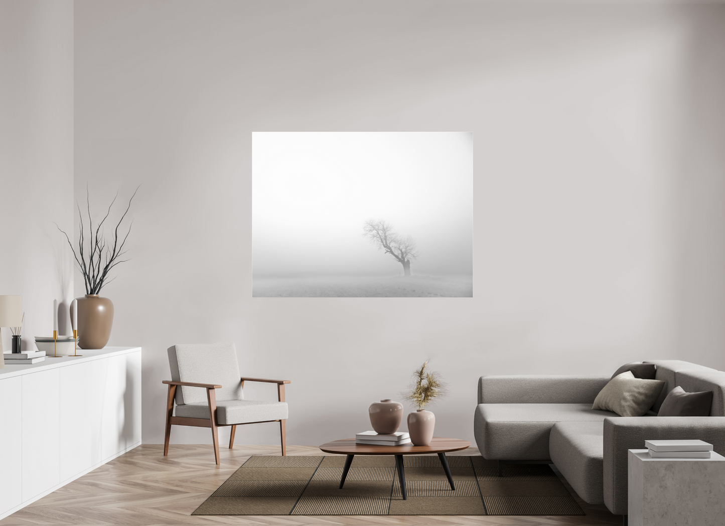 160 x 120 cm, 8- Tirage noir et blanc collé sur Alu Dibond + plexiglass + système de fixation Winter #7 - Hiver #7 Poster Photo Artistique pour Décoration Murale