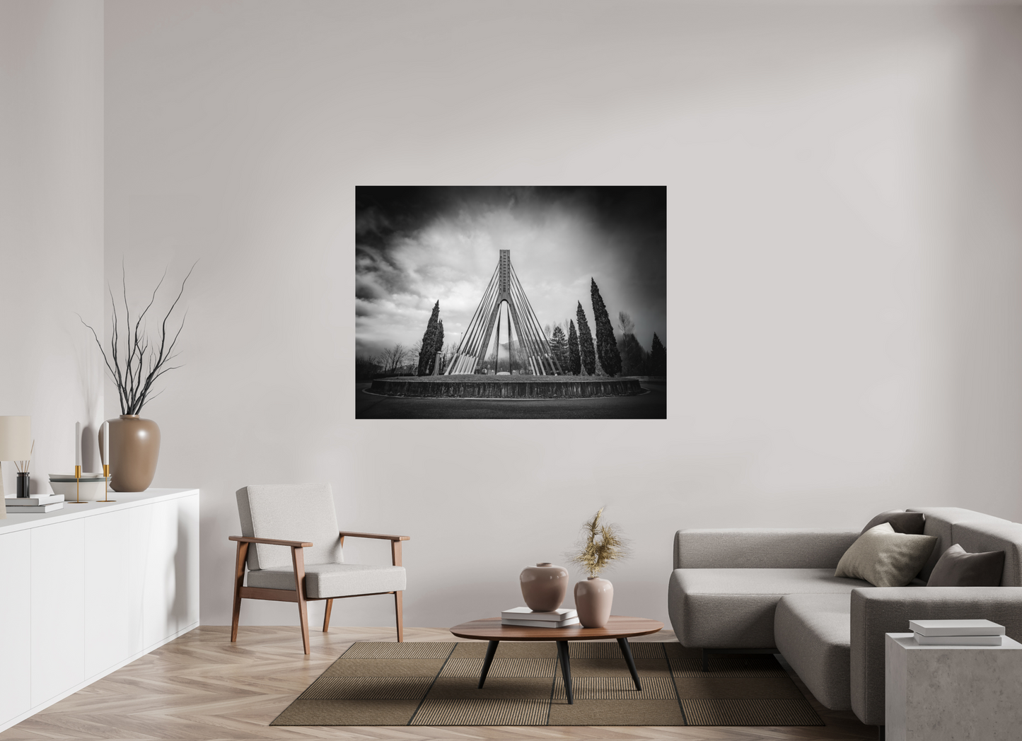 160 x 120 cm, 6- Impression directe couleur ou noir et blanc sur Alu Dibond + système de fixation Winter #15 - Hiver #15 Photographie d'architecture fine art en noir et blanc