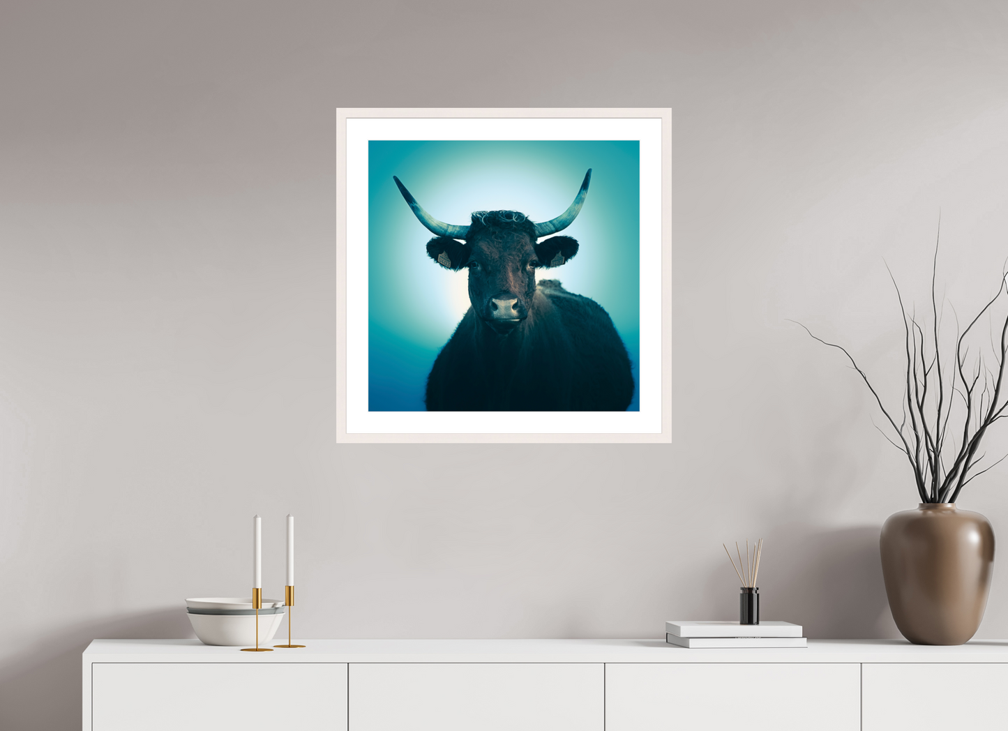 60 x 60 cm, Tirage Fine Art 30×40 cm — Passe-partout — Cadre Vache Salers - Cantal - Auvergne - France