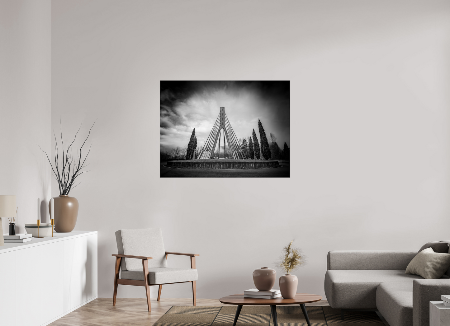 120 x 90 cm, Tirage noir et blanc sur plaque alu, avec une protection en plexiglass (durabilité-profondeur) Verticalité Photographie d'architecture fine art en noir et blanc
