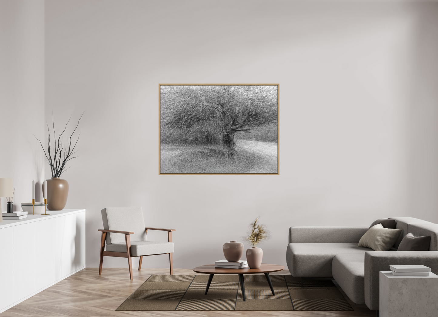 140 x 105 cm, Impression sur support rigide (Forex) avec cadre élégant type “caisse américaine” Embrouillamini