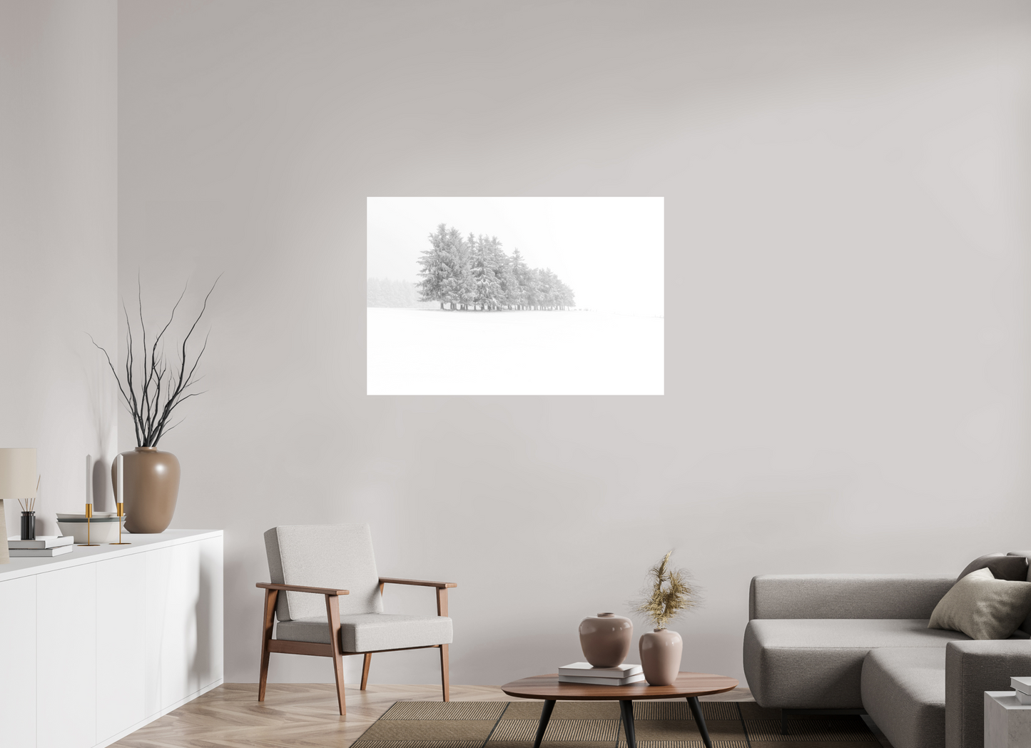 120 x 80 cm, Impression directe couleur ou noir et blanc sur une plaque d'aluminium (solidité et durabilité) Sapins givrés Photo Artistique pour Décoration Murale