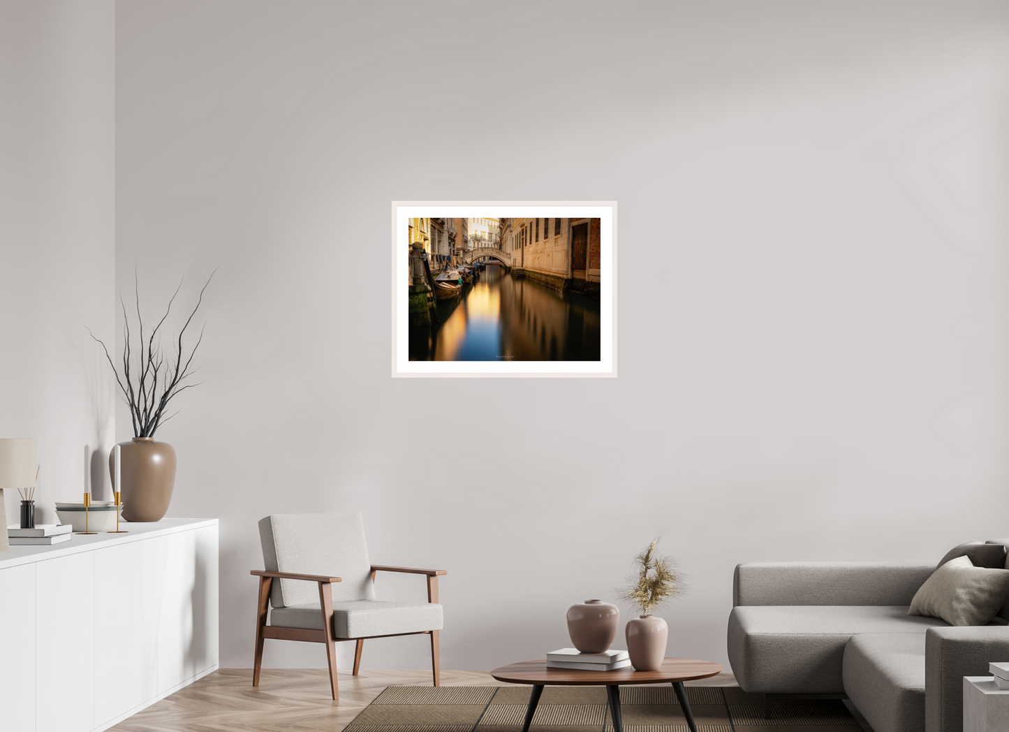 80 x 60 cm, Tirage Fine Art 30×40 cm — Passe-partout — Cadre Venise à l'aube