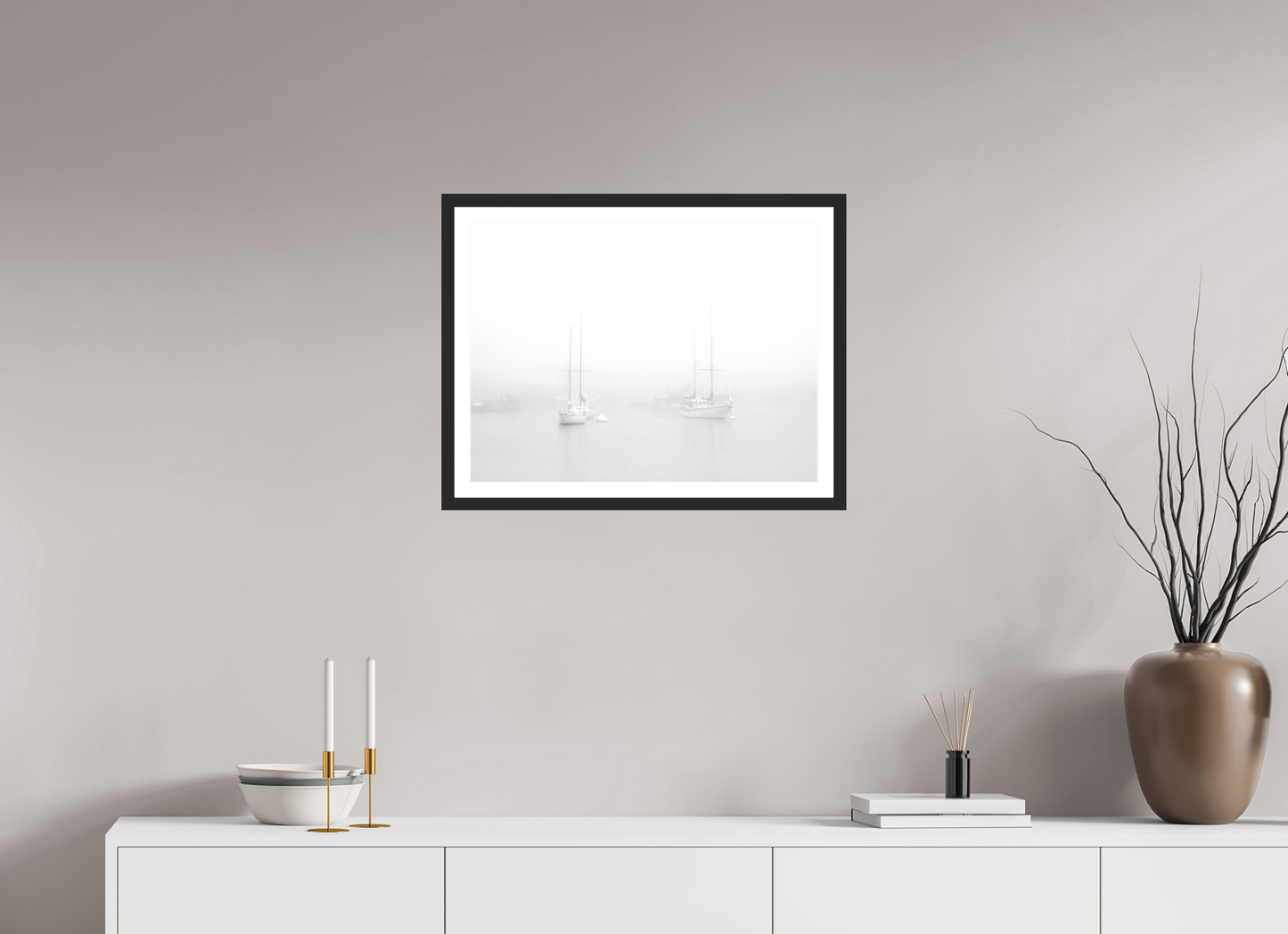 60 x 45 cm, 4- Tirage noir et blanc papier baryté + p.p + cadre Sérénité Marine – Photo Murale