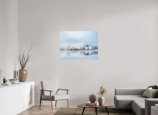 100 x 75 cm, Impression directe couleur ou noir et blanc sur plaque d'aluminium (Solidité-Durabilité) Miroir, si beau miroir Photographie paysage d’hiver serein en couleur