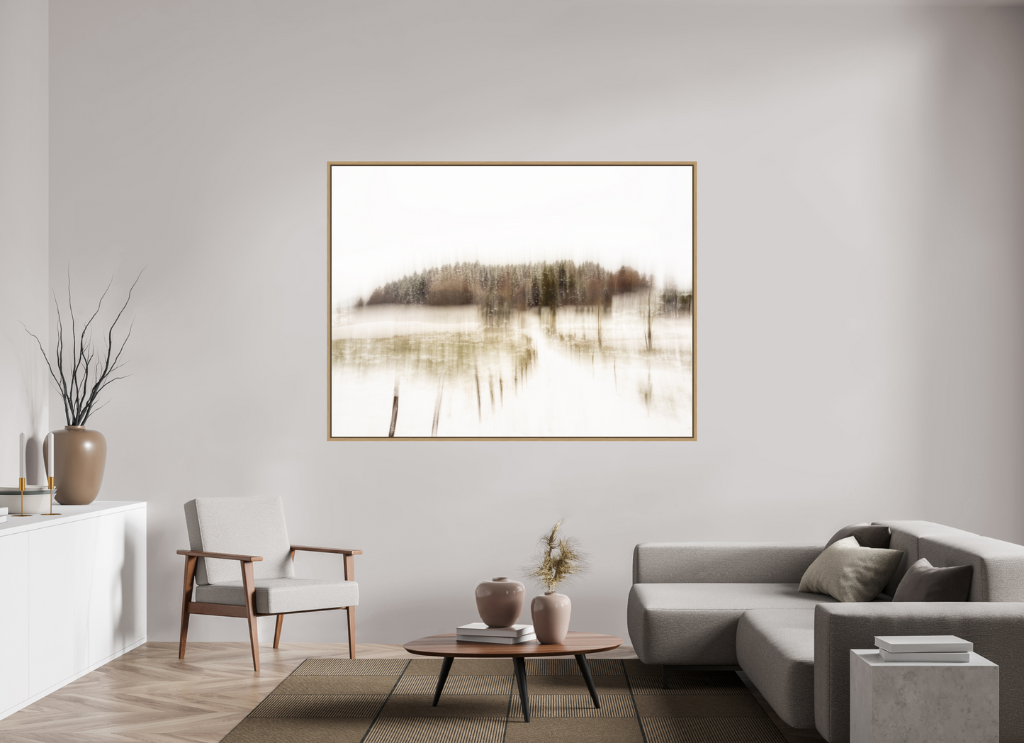 180 x 135 cm, Impression sur support rigide (Forex) avec cadre élégant type “caisse américaine” Envie d'hiver