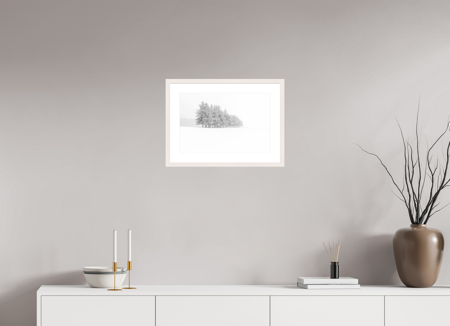 45 x 30 cm, Tirage Fine Art 30×40 cm — Passe-partout — Cadre Sapins givrés Photo Artistique pour Décoration Murale