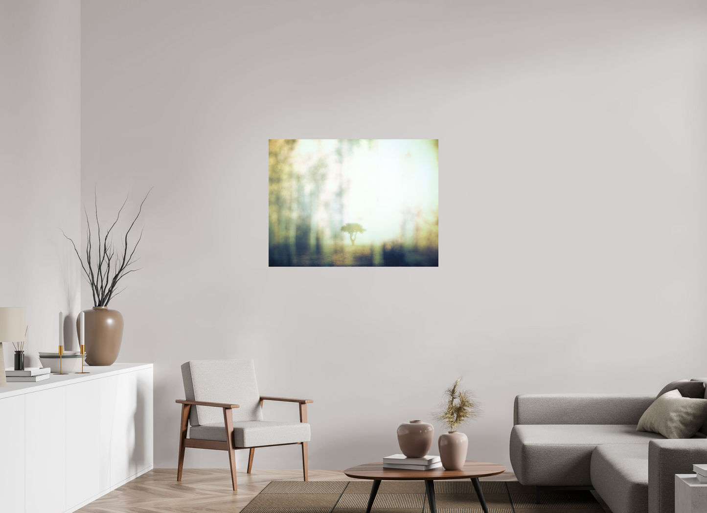 100 x 75 cm, Impression directe couleur ou noir et blanc sur plaque d'aluminium (Solidité-Durabilité) Seul, là-bas