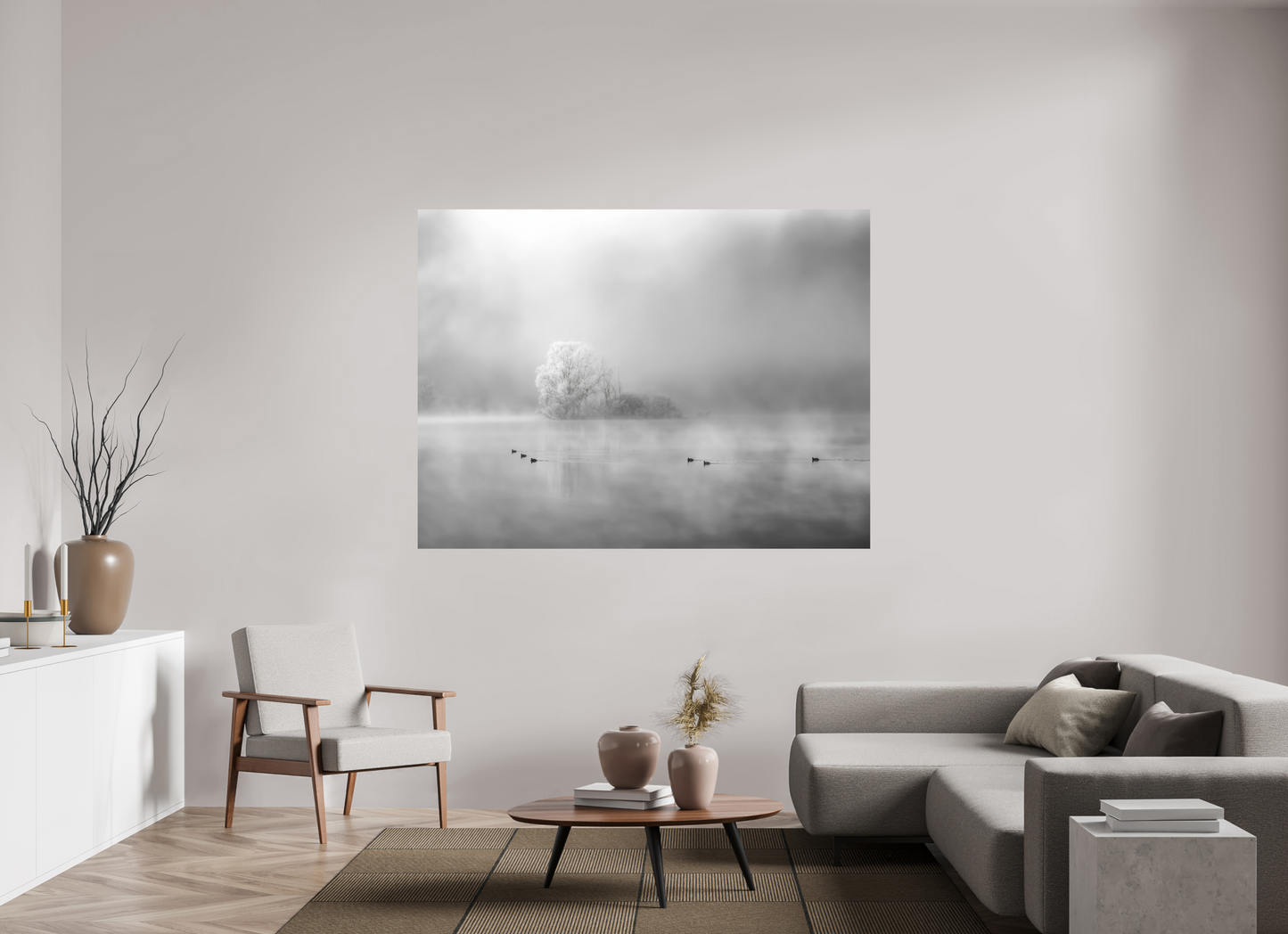 180 x 135 cm, Impression directe couleur ou noir et blanc sur plaque d'aluminium (Solidité-Durabilité) Il faisait si froid Photo artistique pour décoration murale