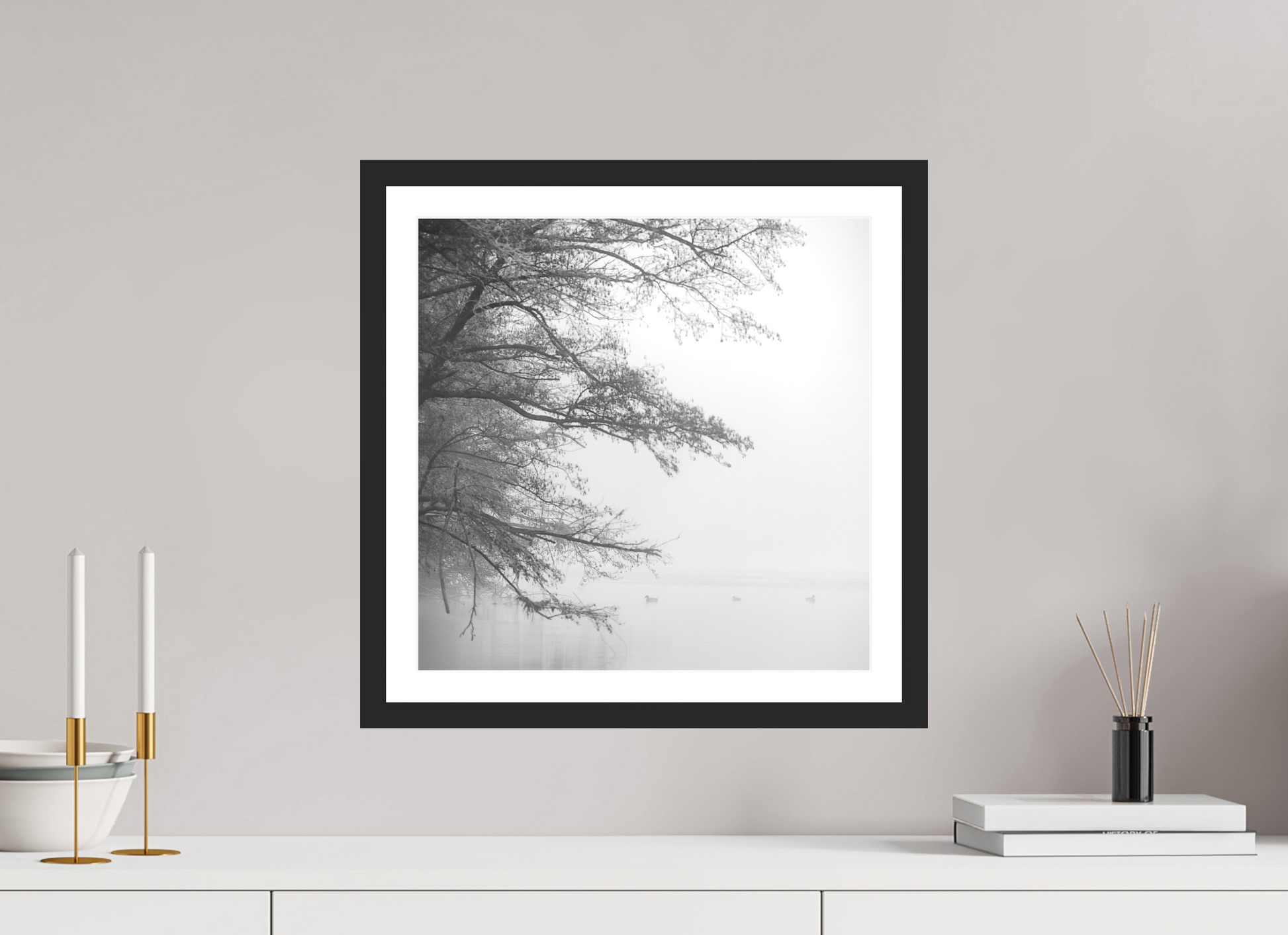 40 x 40 cm, 4- Tirage noir et blanc papier baryté + p.p + cadre Winter #18 - Hiver #18