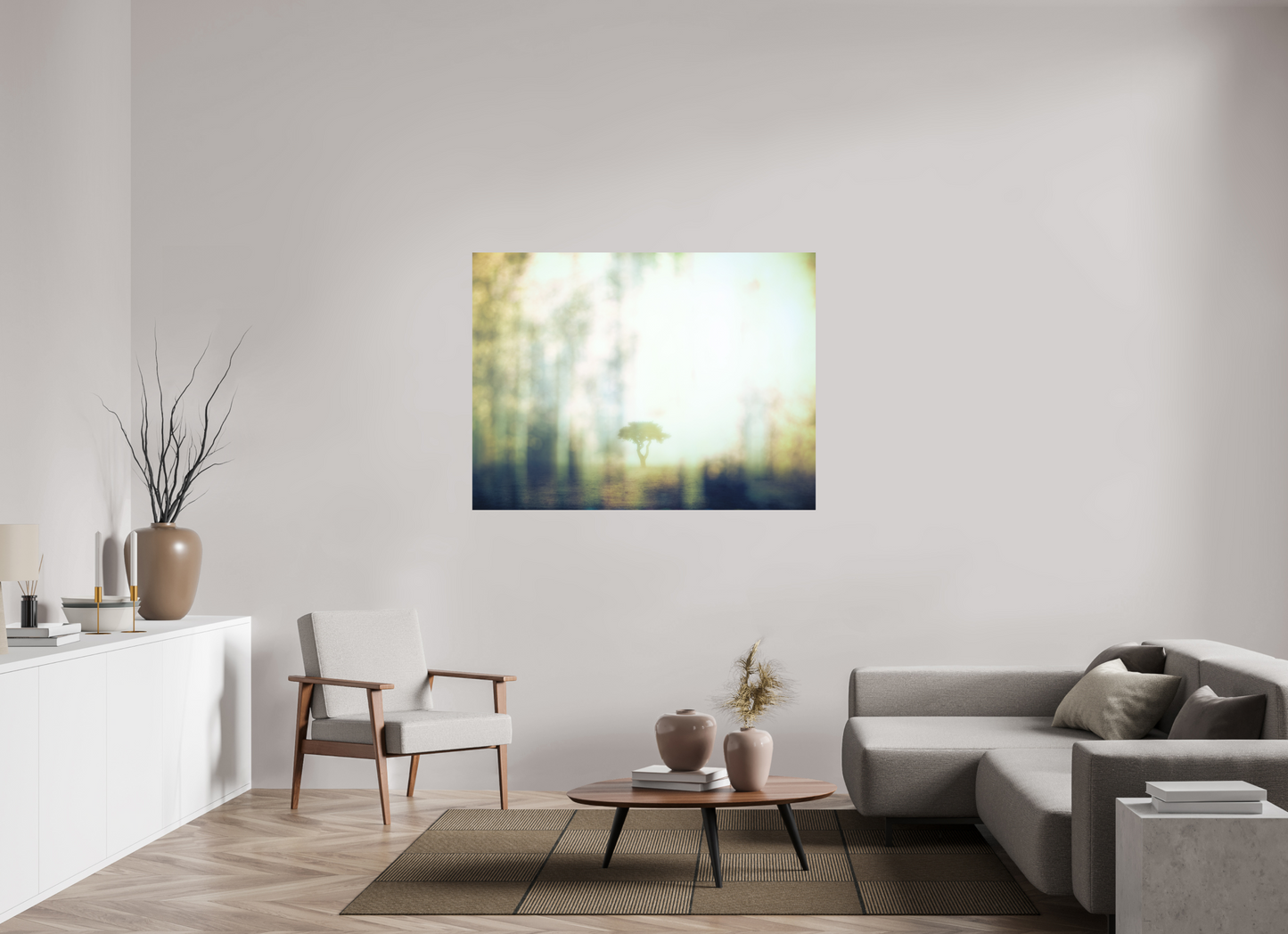 140 x 105 cm, Impression directe couleur ou noir et blanc sur plaque d'aluminium (Solidité-Durabilité) Seul, là-bas