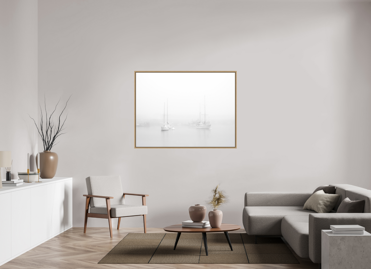 140 x 105 cm, Impression sur support rigide (Forex) avec cadre élégant type “caisse américaine” Sérénité marine