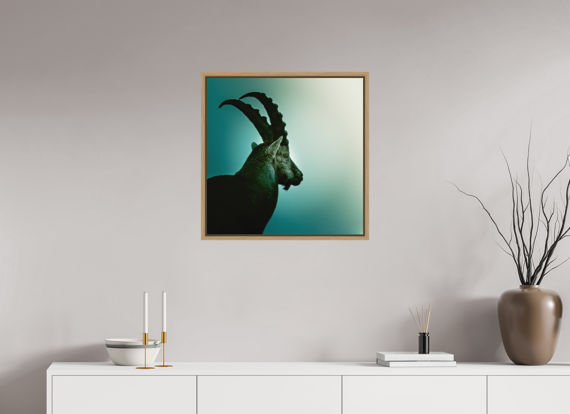 60 x 60 cm, 9- Impression sur forex + encadrement caisse américaine Animal #2