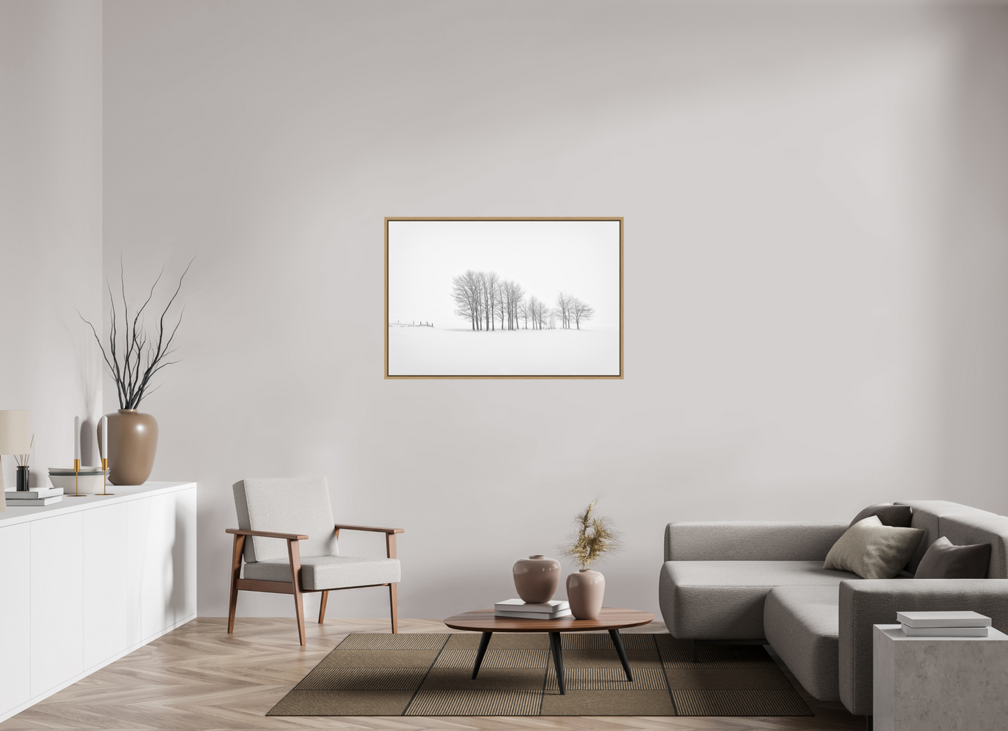 120 x 80 cm, Impression sur support rigide (Forex) avec cadre élégant type “caisse américaine” Matin d'hiver