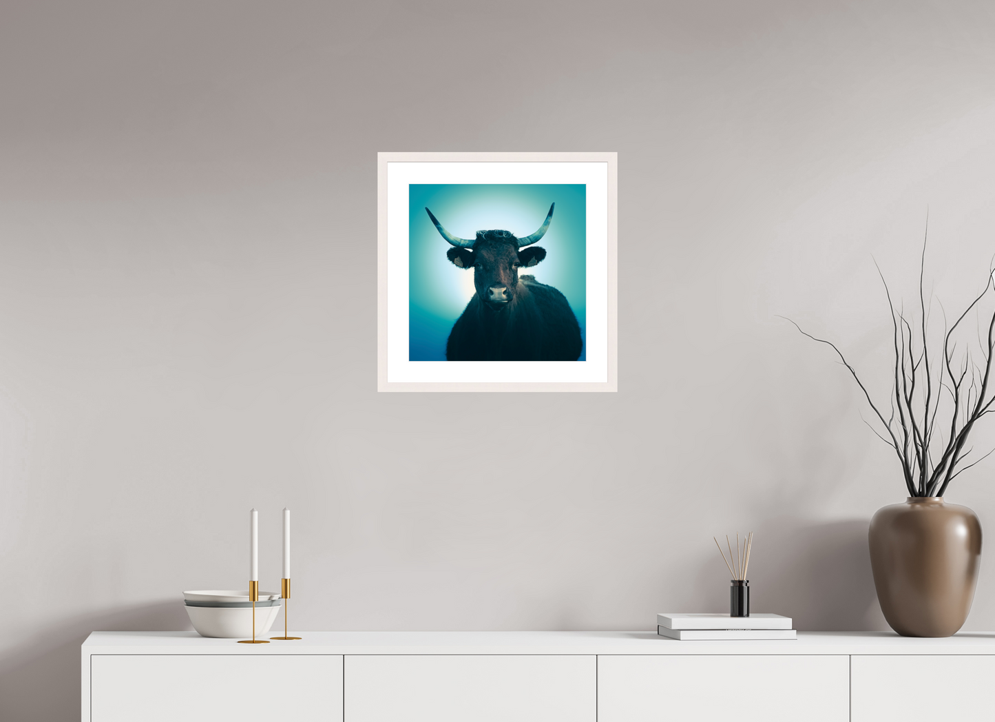 40 x 40 cm, Tirage Fine Art 30×40 cm — Passe-partout — Cadre Vache Salers - Cantal - Auvergne - France