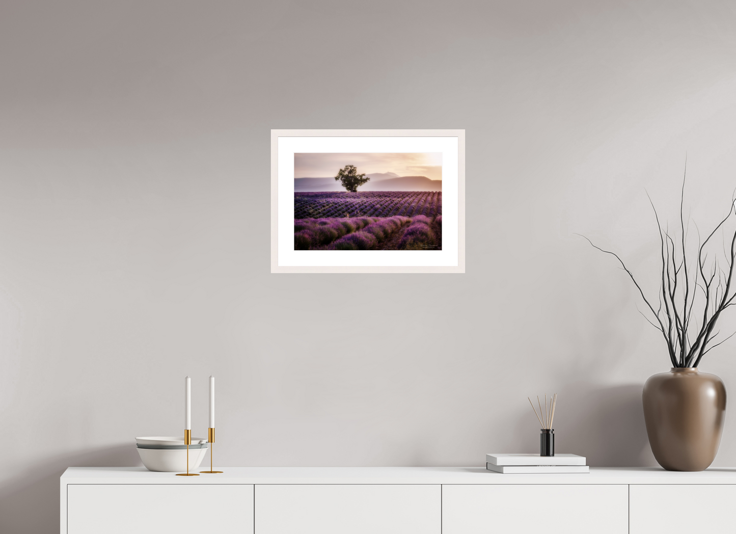 45 x 30 cm, Tirage Fine Art 30×40 cm — Passe-partout — Cadre Lavandes Photo Artistique pour Décoration Murale