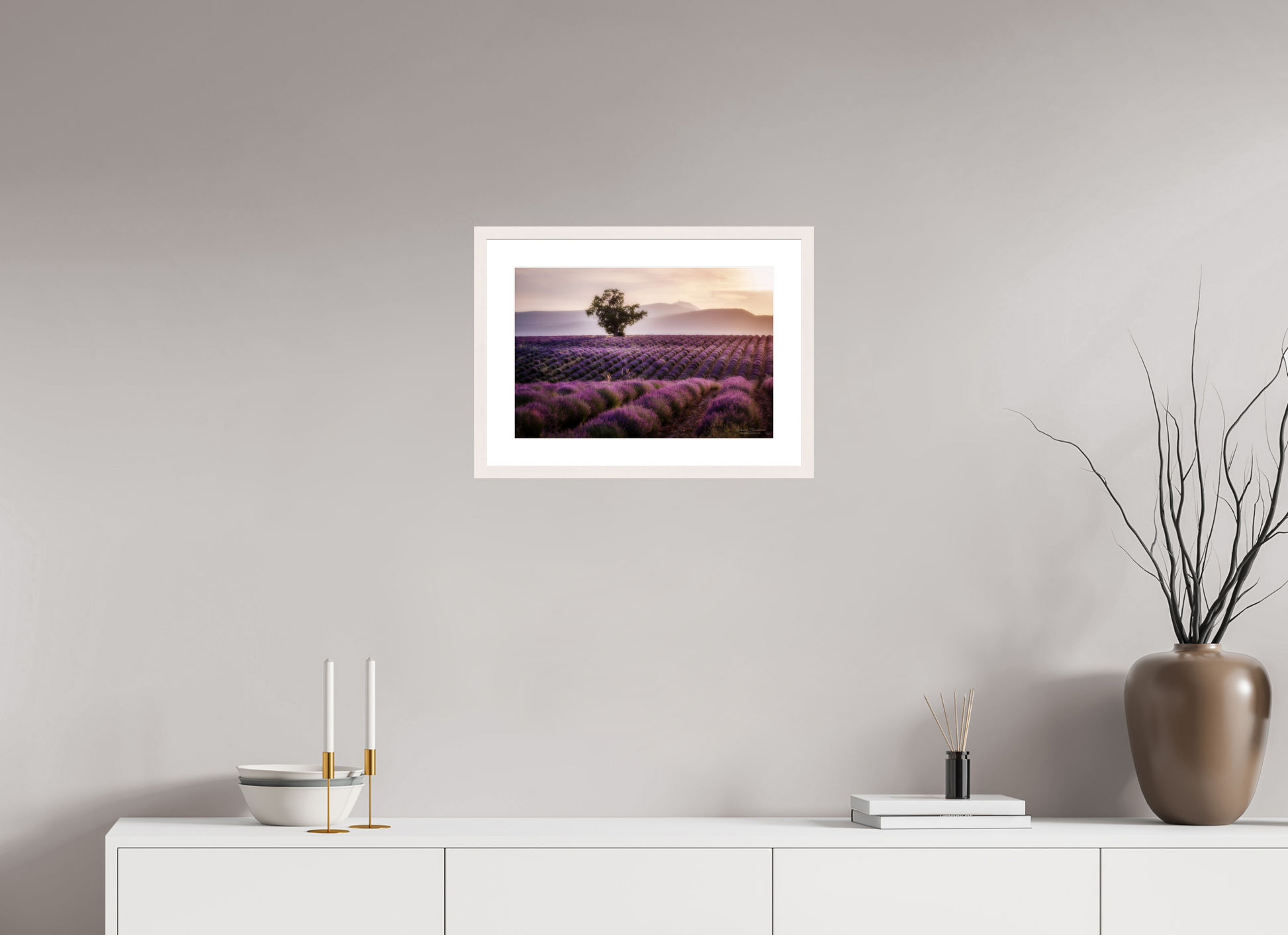 45 x 30 cm, Tirage Fine Art 30×40 cm — Passe-partout — Cadre Lavandes Photo Artistique pour Décoration Murale