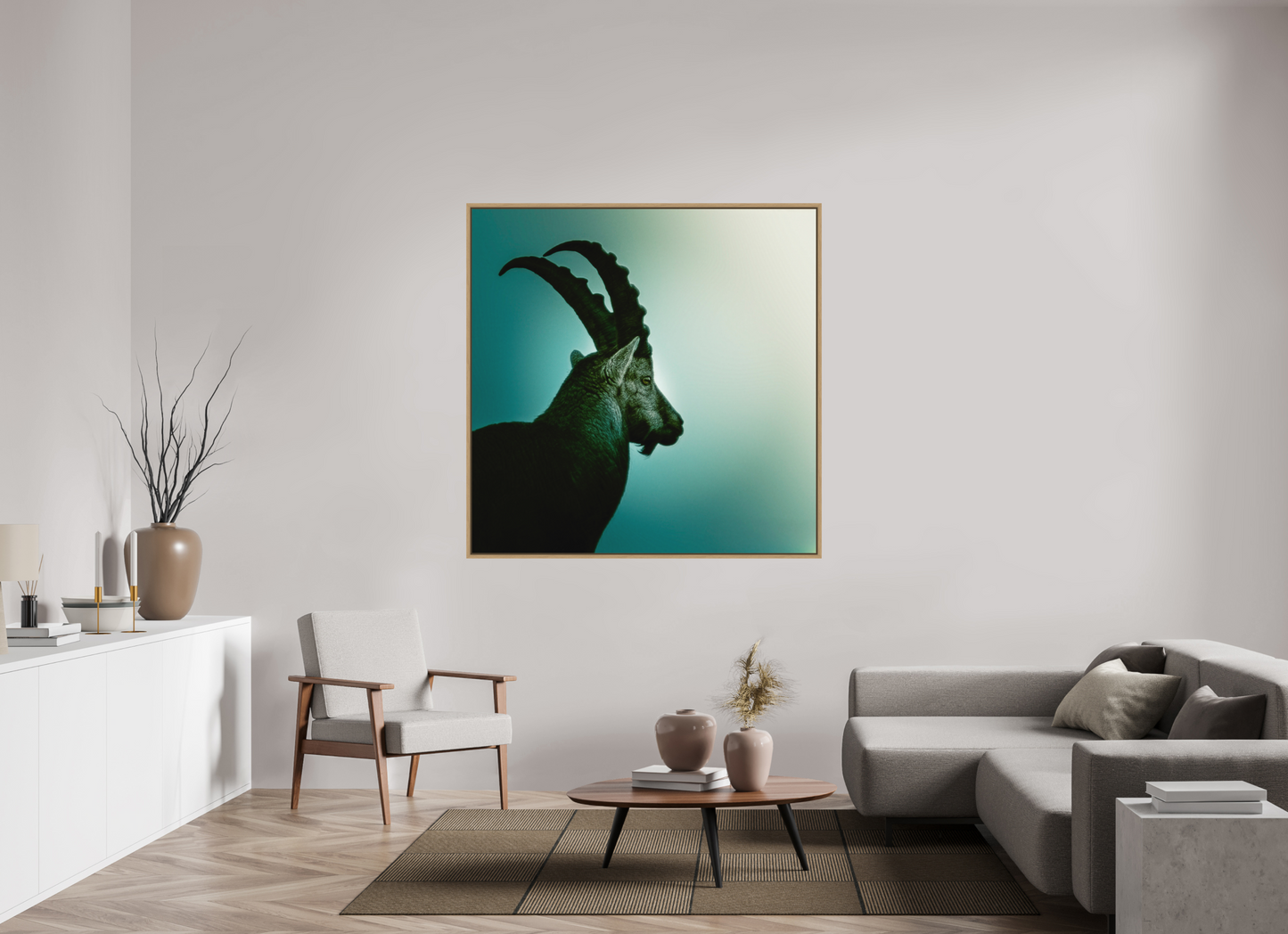 140 x 140 cm, Impression sur support rigide (Forex) avec cadre élégant type “caisse américaine” Si fier