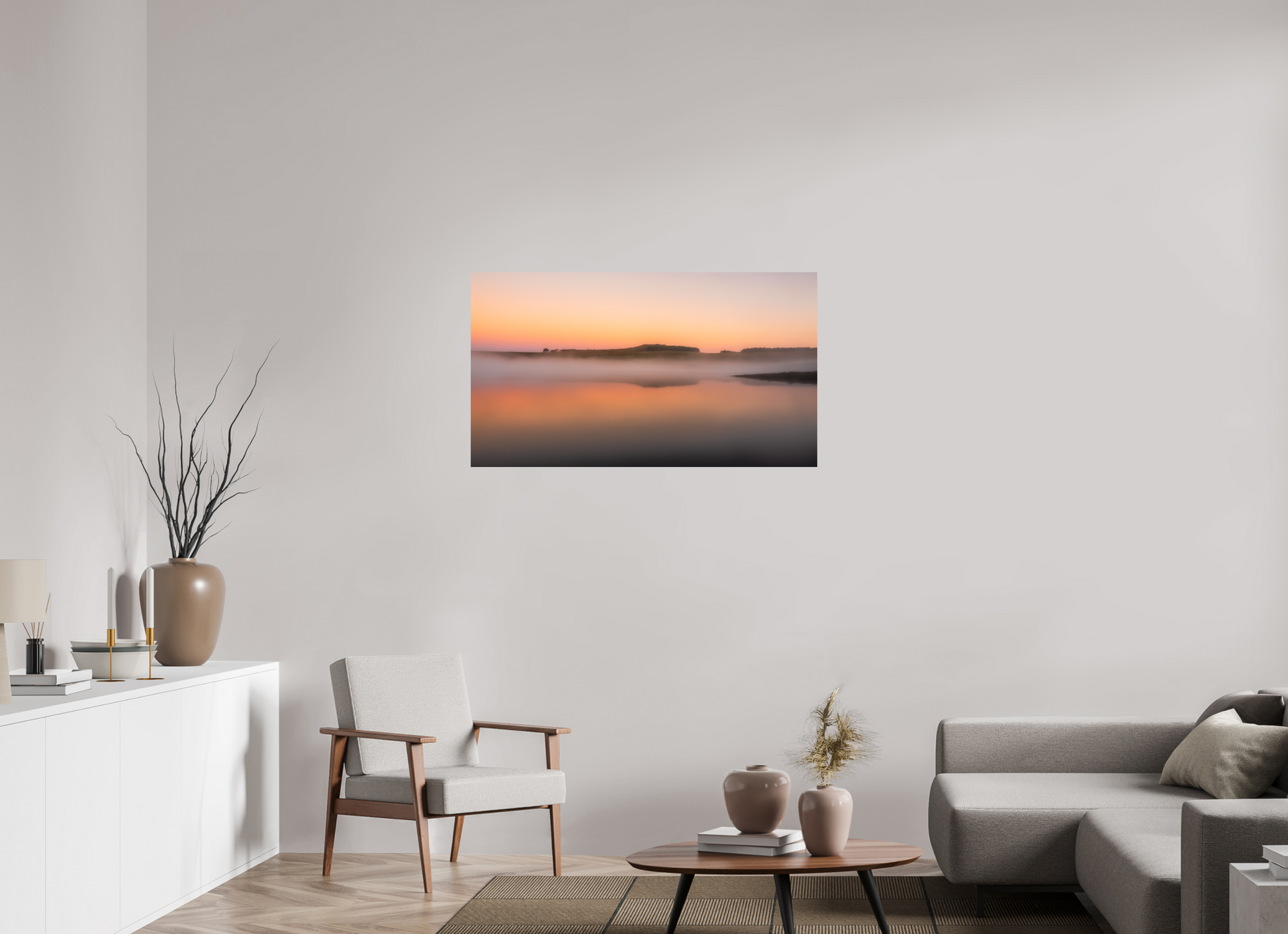 112 x 63 cm, Impression directe couleur ou noir et blanc sur plaque d'aluminium (Solidité-Durabilité) Orangé du matin Photo Artistique pour Décoration Murale