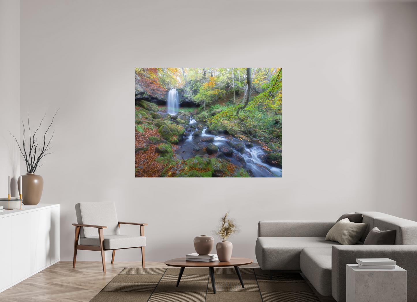 180 x 135 cm, Impression directe couleur ou noir et blanc sur plaque d'aluminium (Solidité-Durabilité) Cascade du Capat, Cantal, Auvergne, France.
