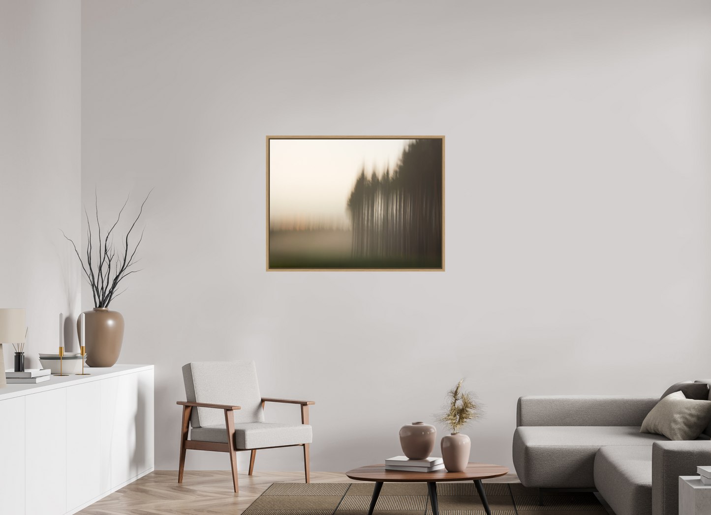 100 x 75 cm, Impression sur support rigide (Forex) avec cadre élégant type “caisse américaine” L'orée du bois