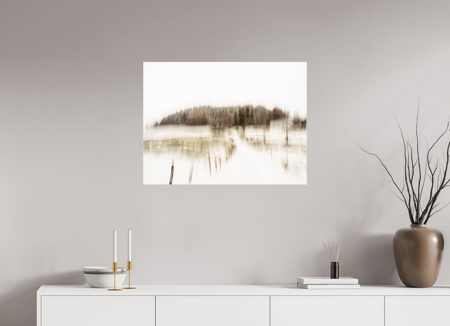 80 x 60 cm, Tirage couleur sur support solide en aluminium, recouvert d’une protection transparente (plexiglas). Envie d'hiver