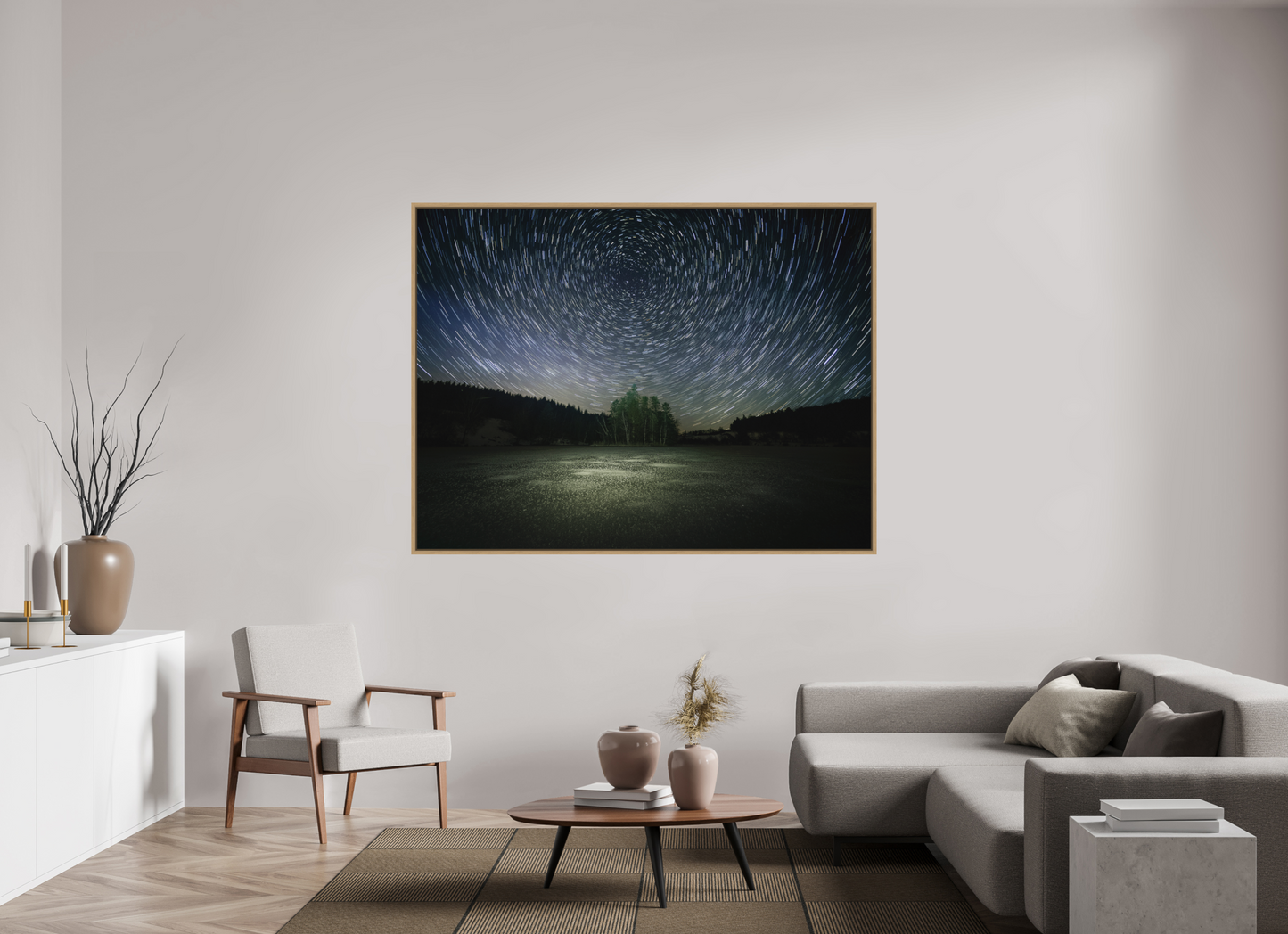 180 x 135 cm, Impression sur support rigide (Forex) avec cadre élégant type “caisse américaine” Ainsi s'écoule la nuit