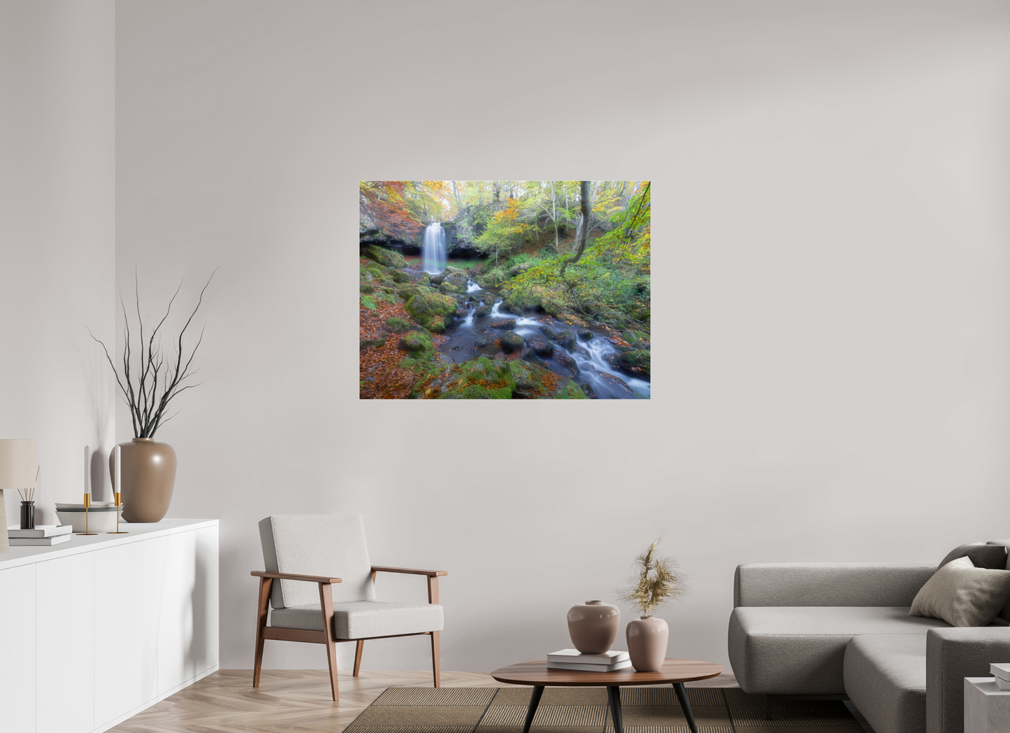 120 x 90 cm, Tirage couleur sur support solide en aluminium, recouvert d’une protection transparente (plexiglas). Cascade du Capat, Cantal, Auvergne, France.