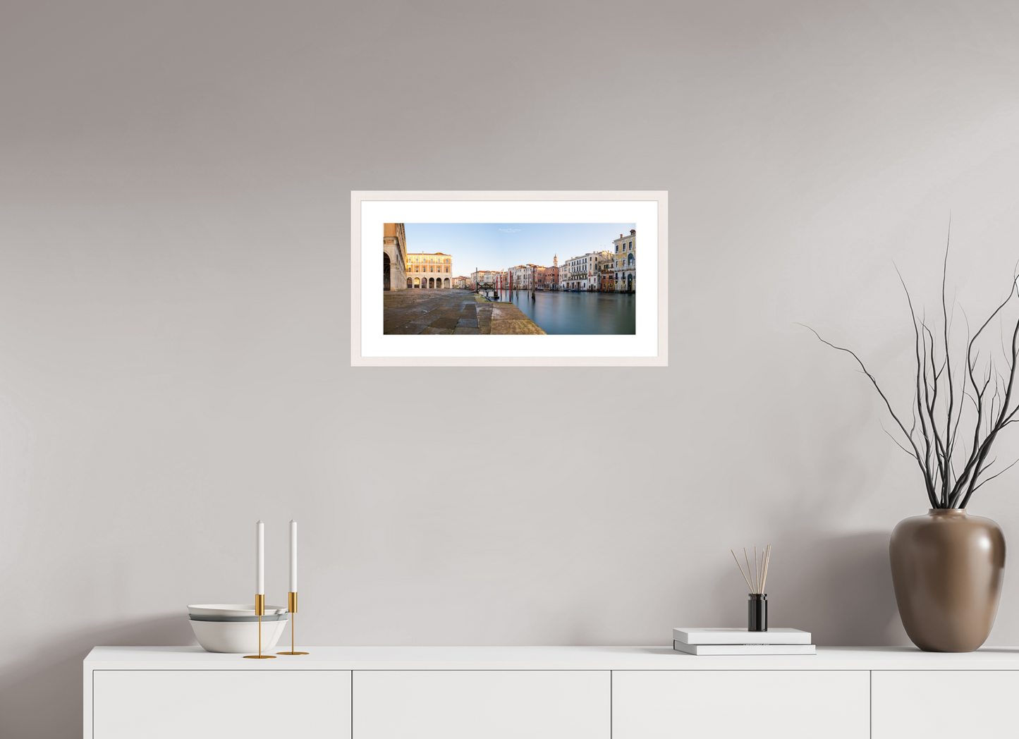 55,3 x 25 cm, Tirage Fine Art 30×40 cm — Passe-partout — Cadre Venise au fil du temps - Lumière sur le Grand Canal