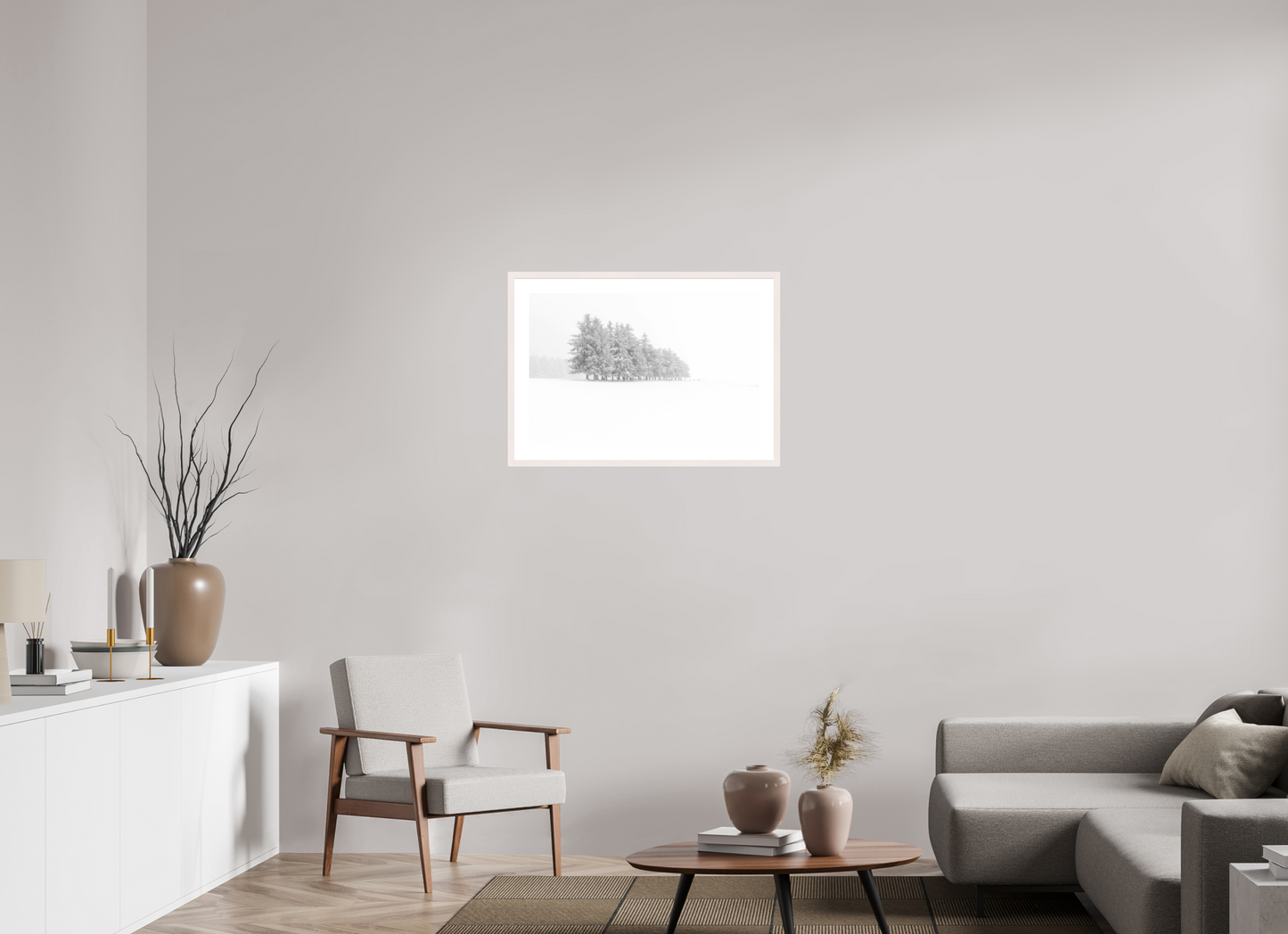 75 x 50 cm, Tirage Fine Art 30×40 cm — Passe-partout — Cadre Sapins givrés Photo Artistique pour Décoration Murale