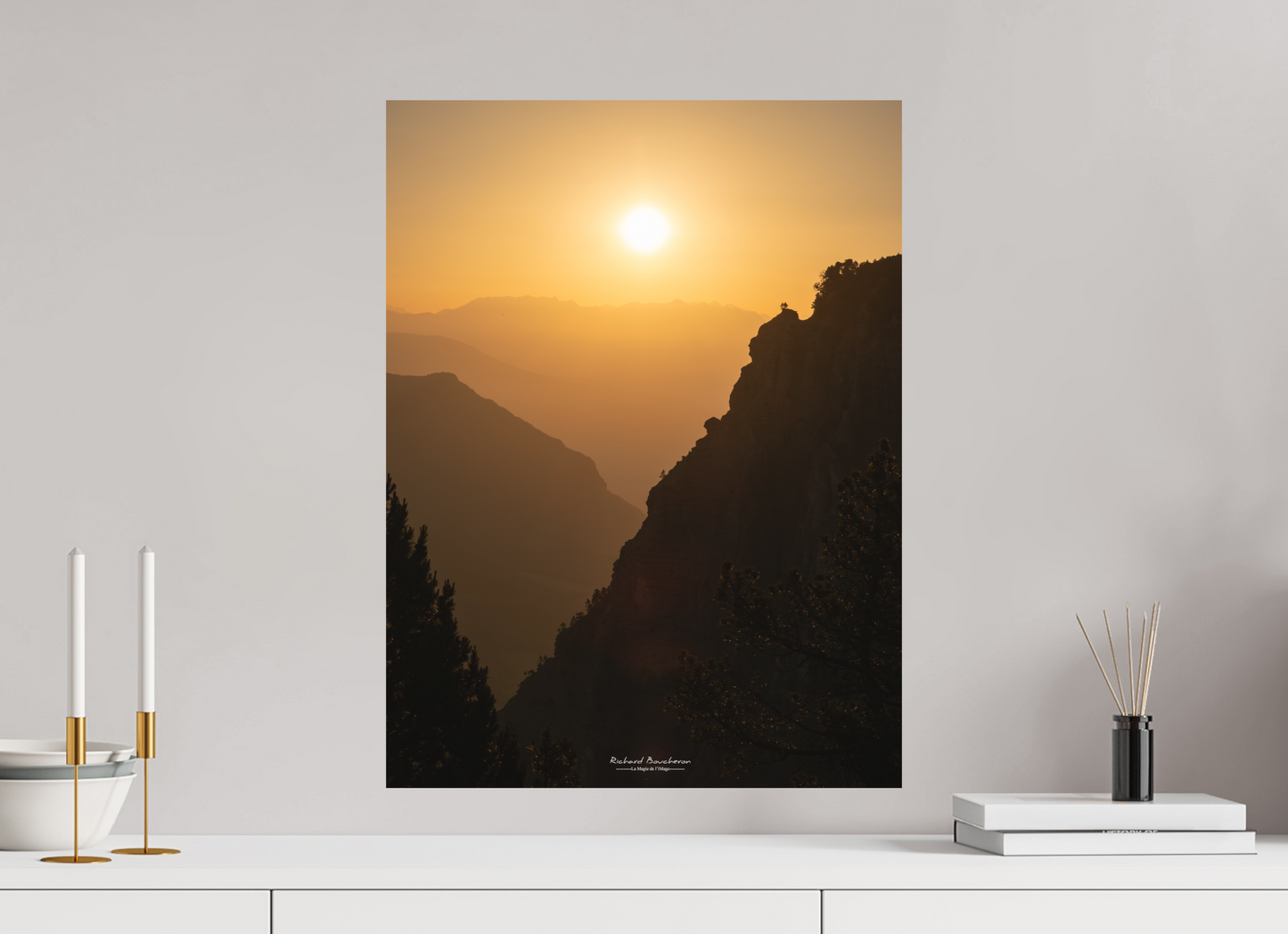 45 x 60 cm, Impression directe couleur ou noir et blanc sur plaque d'aluminium (Solidité-Durabilité) Vercors lever de soleil sur les Alpes