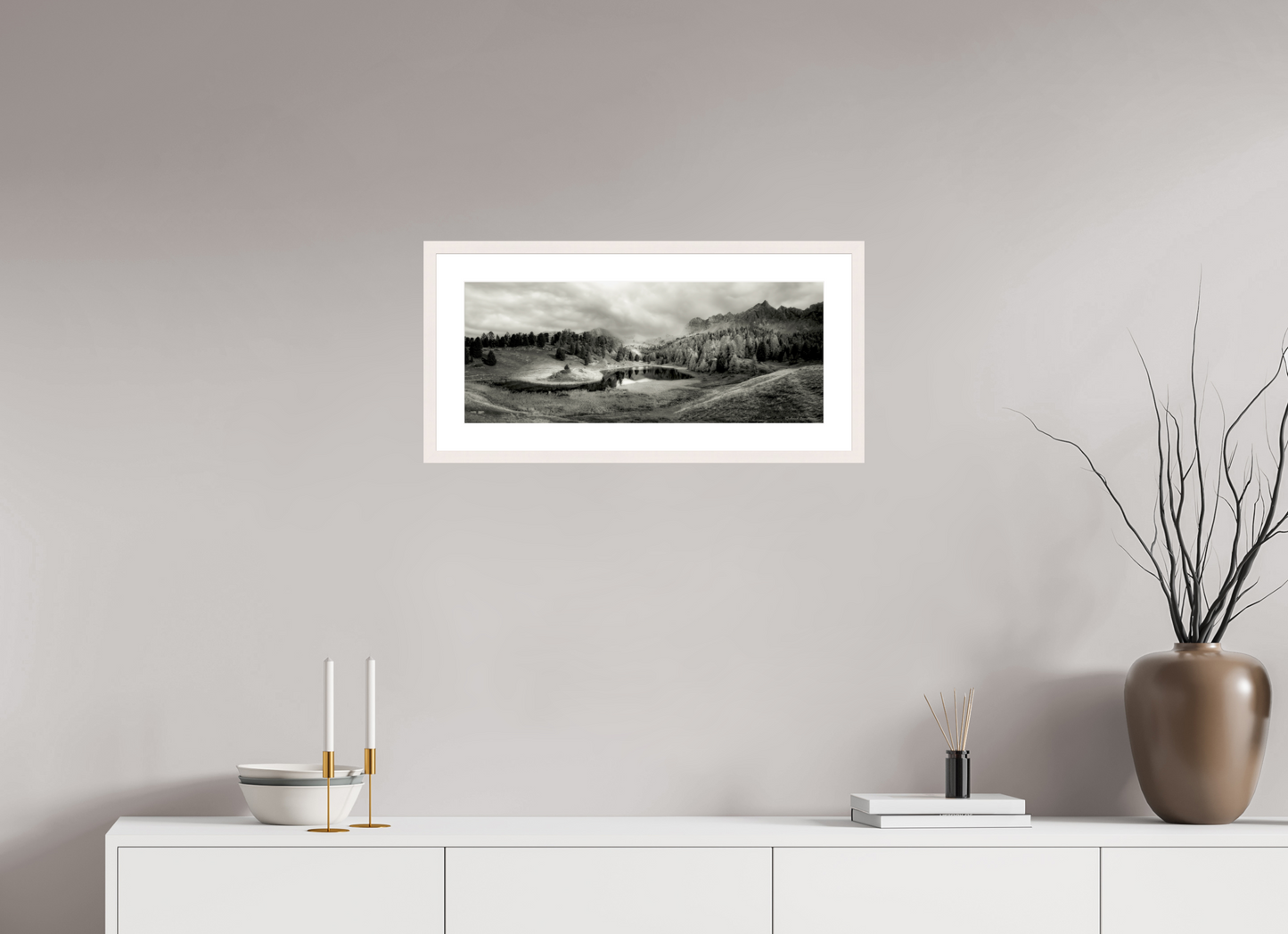 62,1 x 25 cm, Tirage Fine Art 30×40 cm — Passe-partout — Cadre Lac miroir Photo Artistique pour Décoration Murale