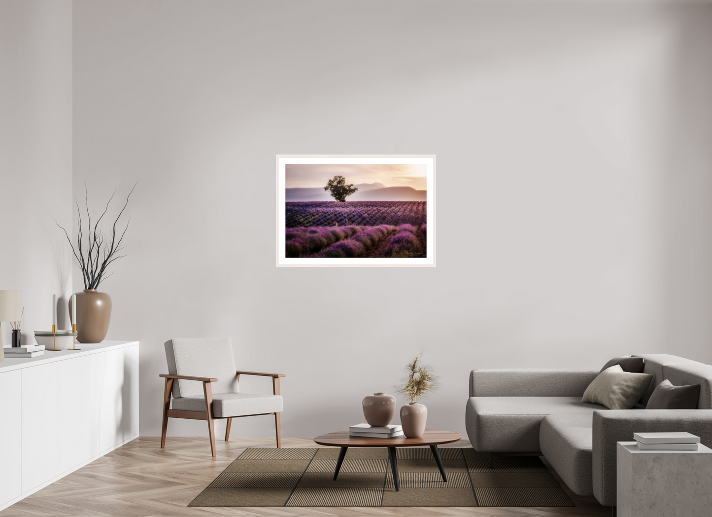 105 x 70 cm, Tirage Fine Art 30×40 cm — Passe-partout — Cadre Lavandes Photo Artistique pour Décoration Murale