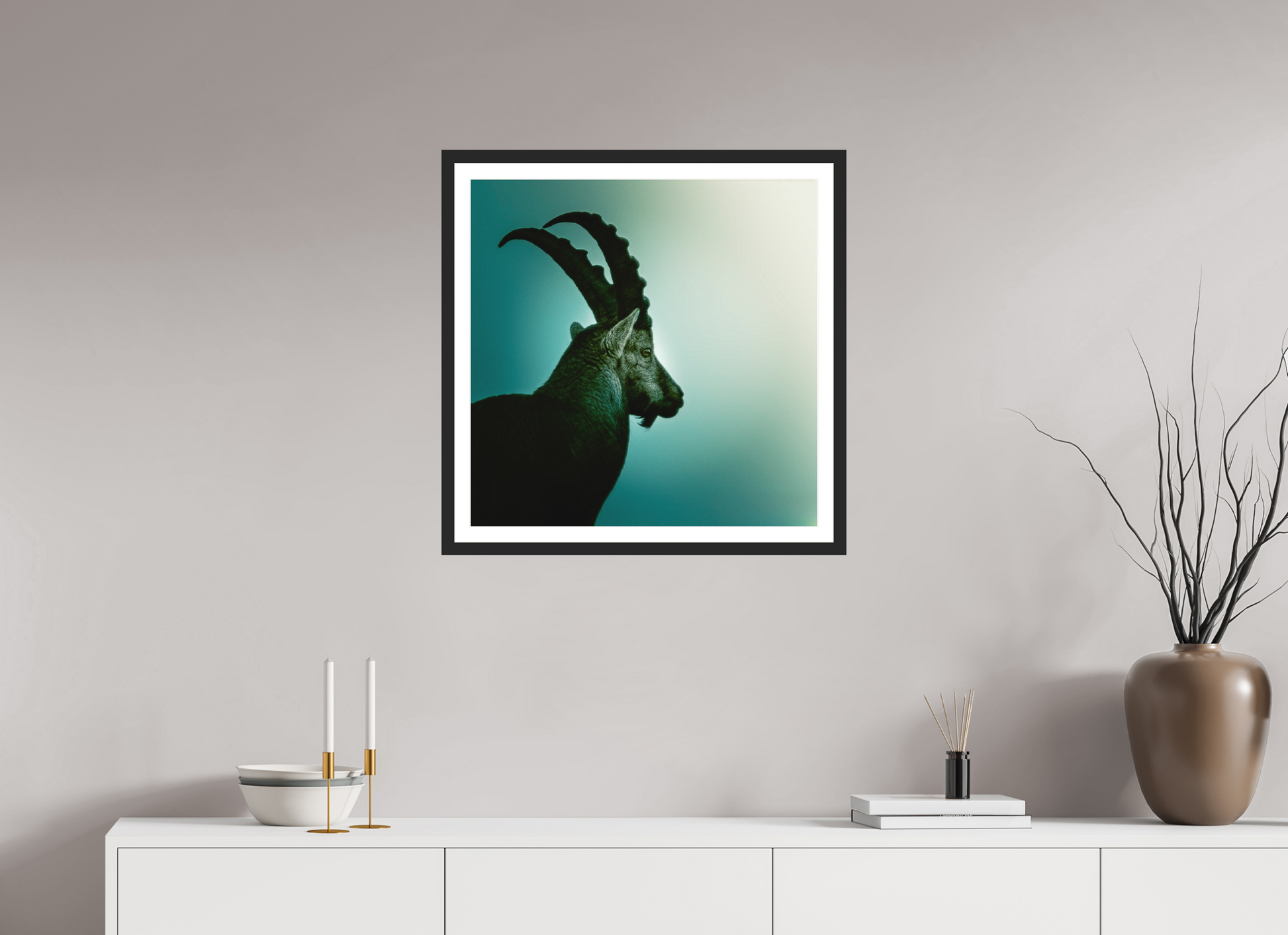 60 x 60 cm, 3- Tirage couleur + p.p + cadre Animal #2