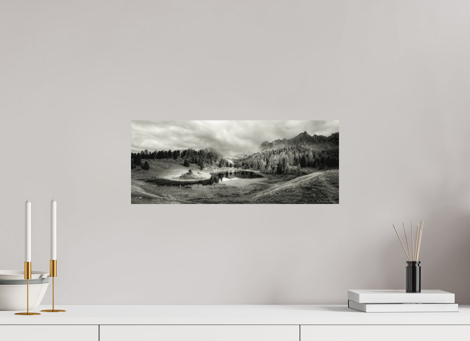 49,7 x 20 cm, 6- Impression directe couleur ou noir et blanc sur Alu Dibond + système de fixation Mountains #1 - Montagnes #1