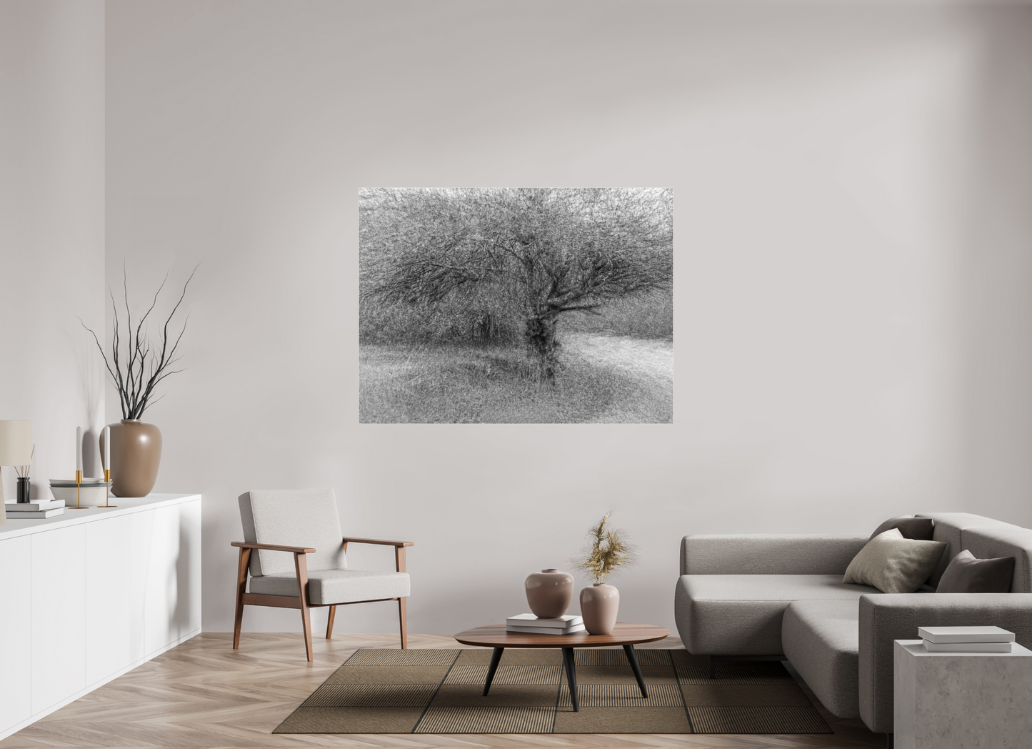 160 x 120 cm, Tirage noir et blanc sur plaque alu, avec une protection en plexiglass (durabilité-profondeur) Embrouillamini
