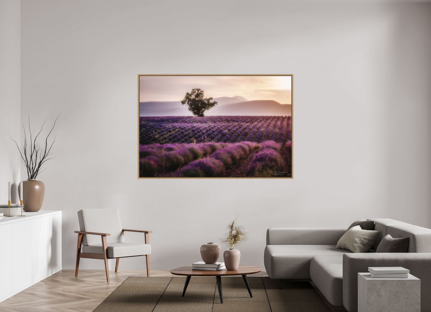 180 x 120 cm, Impression sur support rigide (Forex) avec cadre élégant type “caisse américaine” Lavandes Photo Artistique pour Décoration Murale