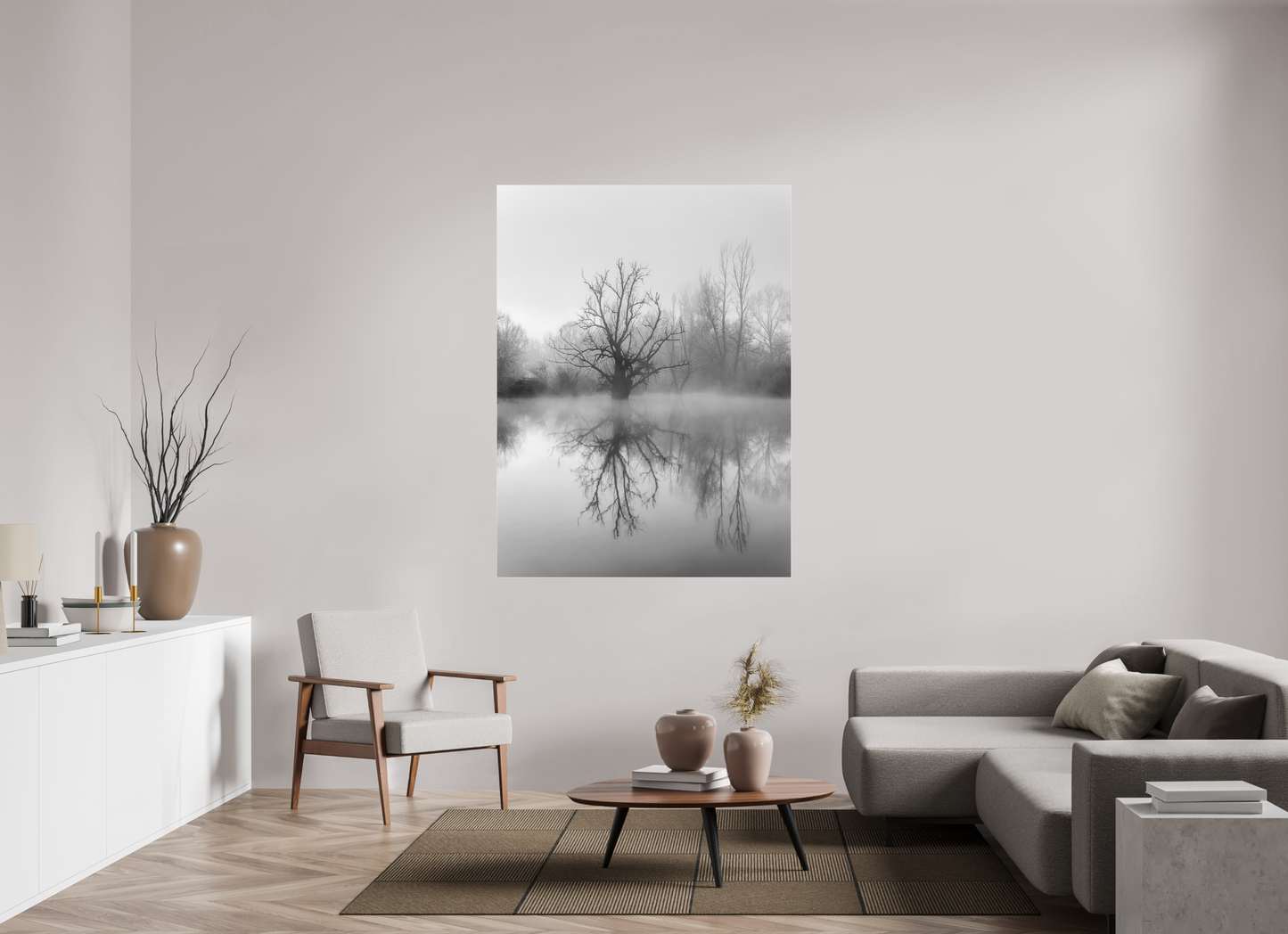 120 x 160 cm, Tirage noir et blanc sur plaque alu, avec une protection en plexiglass (durabilité-profondeur) Reflet