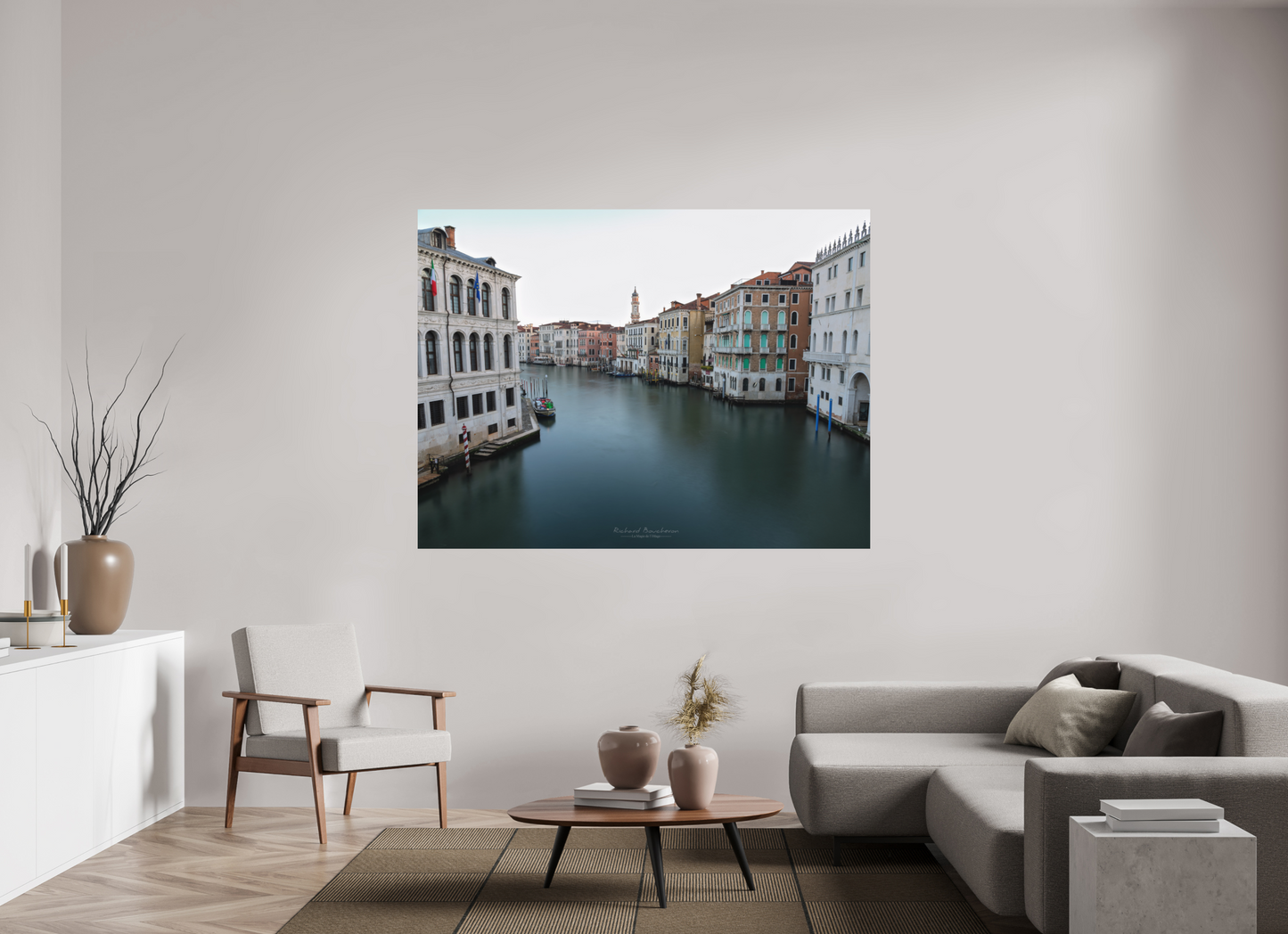 180 x 135 cm, Impression directe couleur ou noir et blanc sur plaque d'aluminium (Solidité-Durabilité) Venise au fil du temps - Sérénité sur le Grand Canal