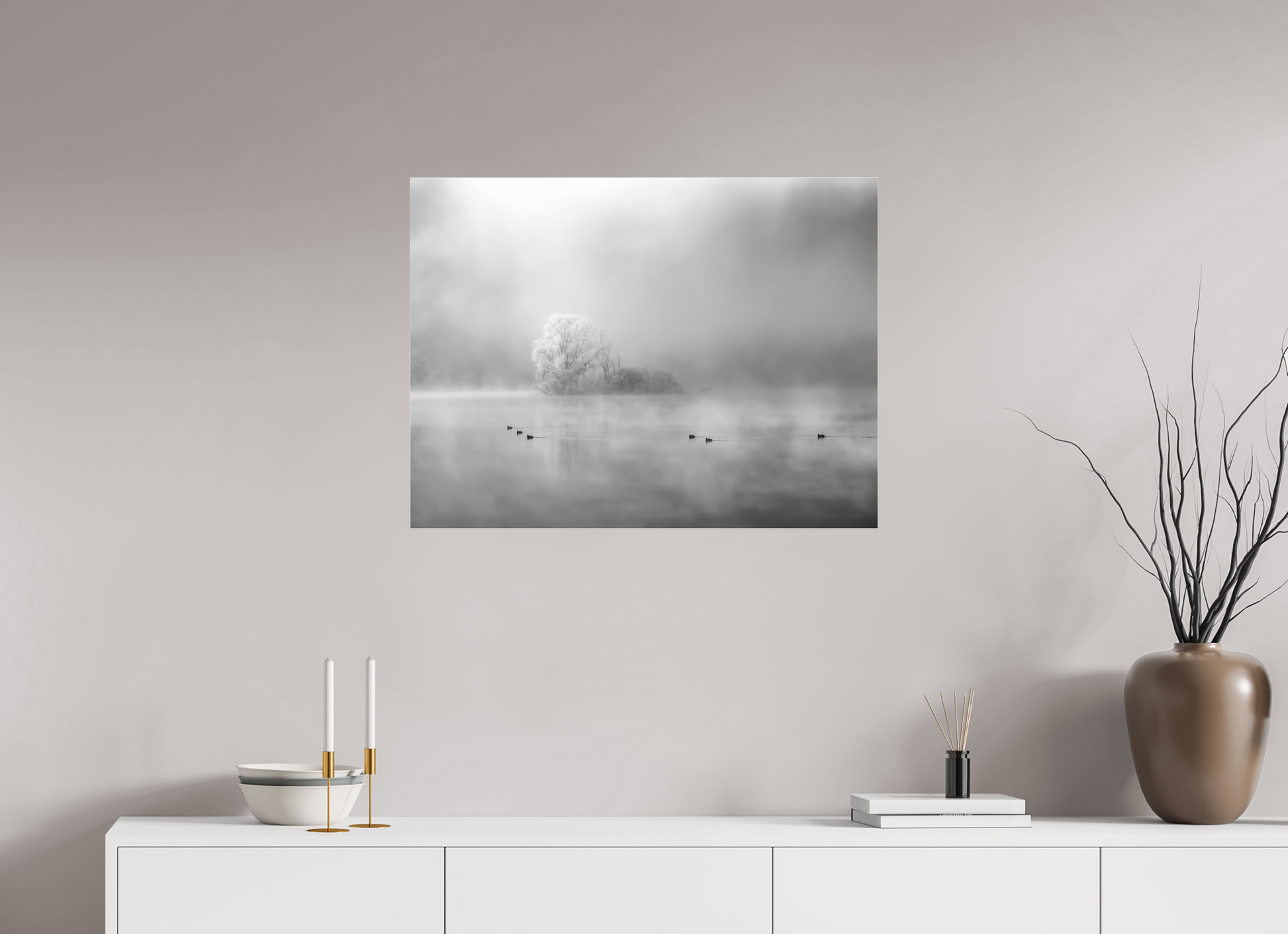 80 x 60 cm, 8- Tirage noir et blanc collé sur Alu Dibond + plexiglass + système de fixation Winter #11 - Hiver #11