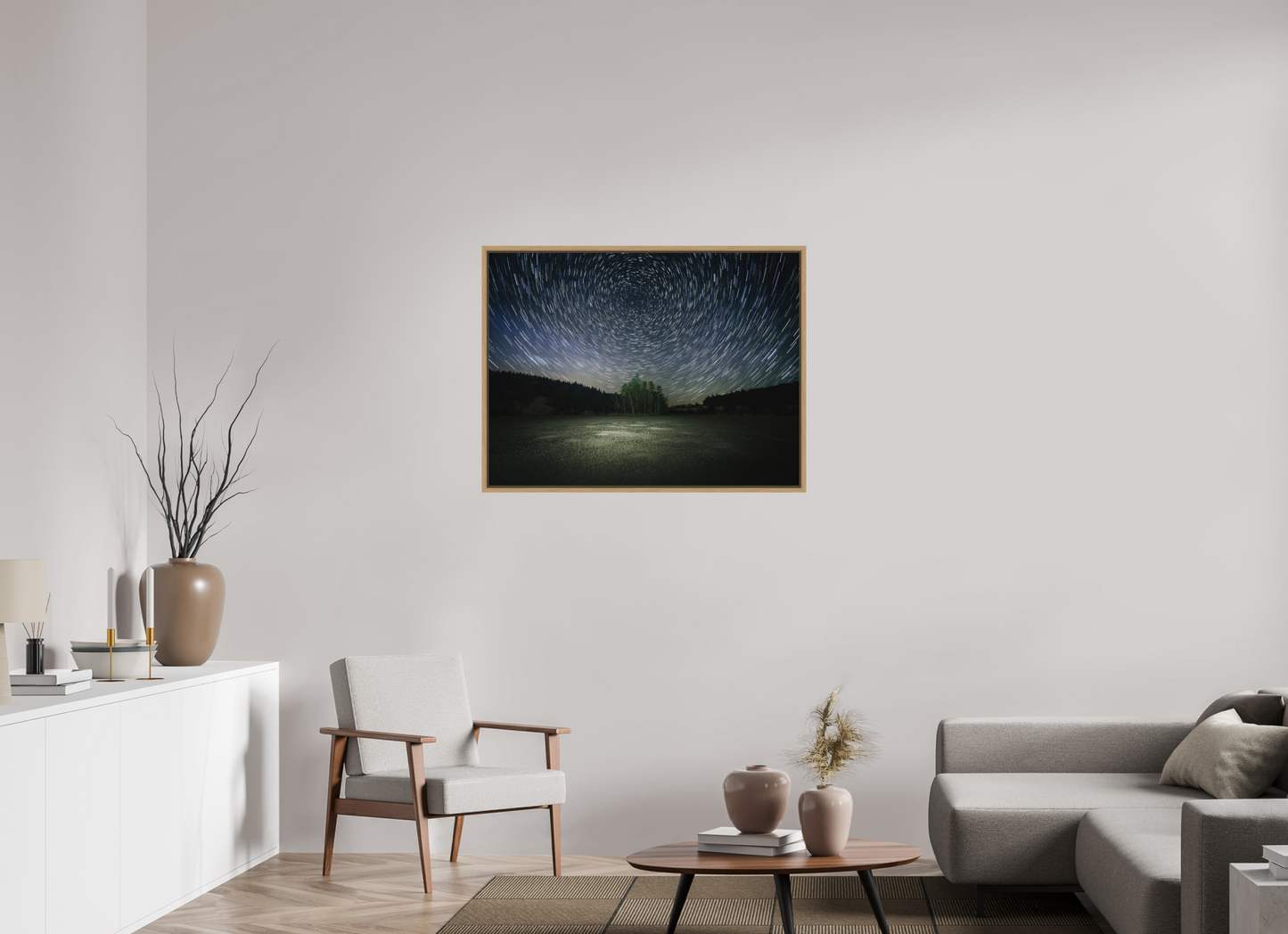 100 x 75 cm, Impression sur support rigide (Forex) avec cadre élégant type “caisse américaine” Ainsi s'écoule la nuit