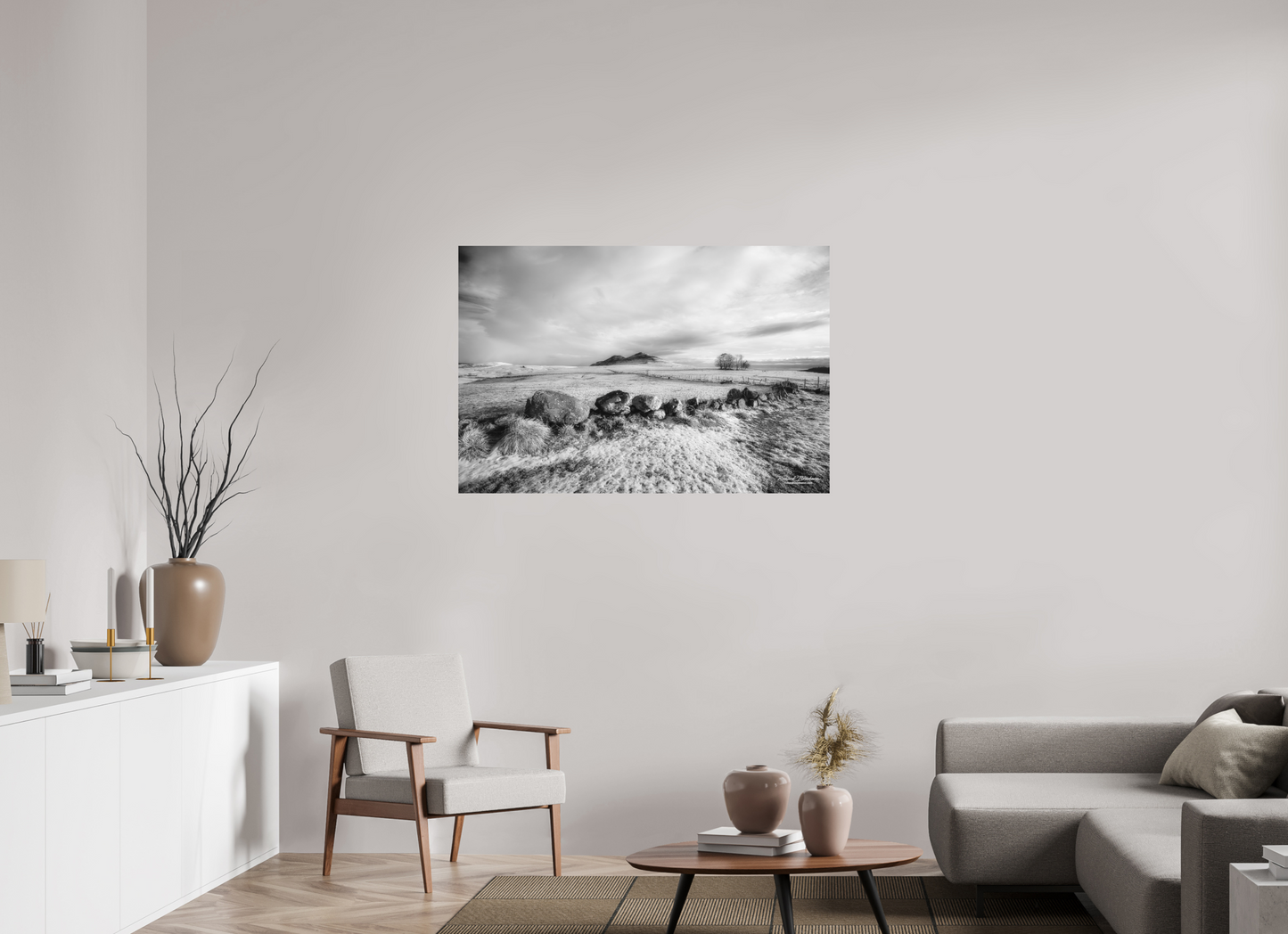 120 x 80 cm, Impression directe couleur ou noir et blanc sur plaque d'aluminium (Solidité-Durabilité) Au pays du basalte