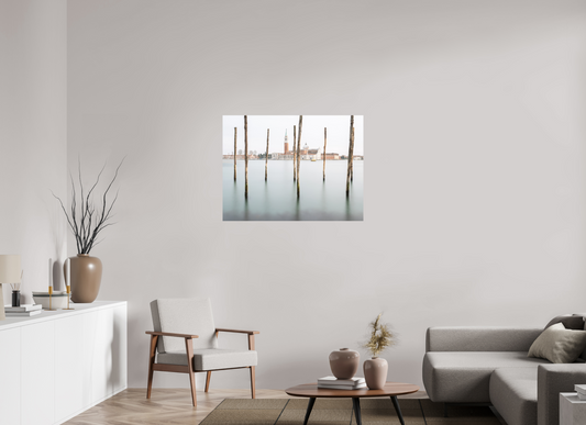 100 x 75 cm, Impression directe couleur ou noir et blanc sur plaque d'aluminium (Solidité-Durabilité) San Giorgio Maggiore au lever du jour