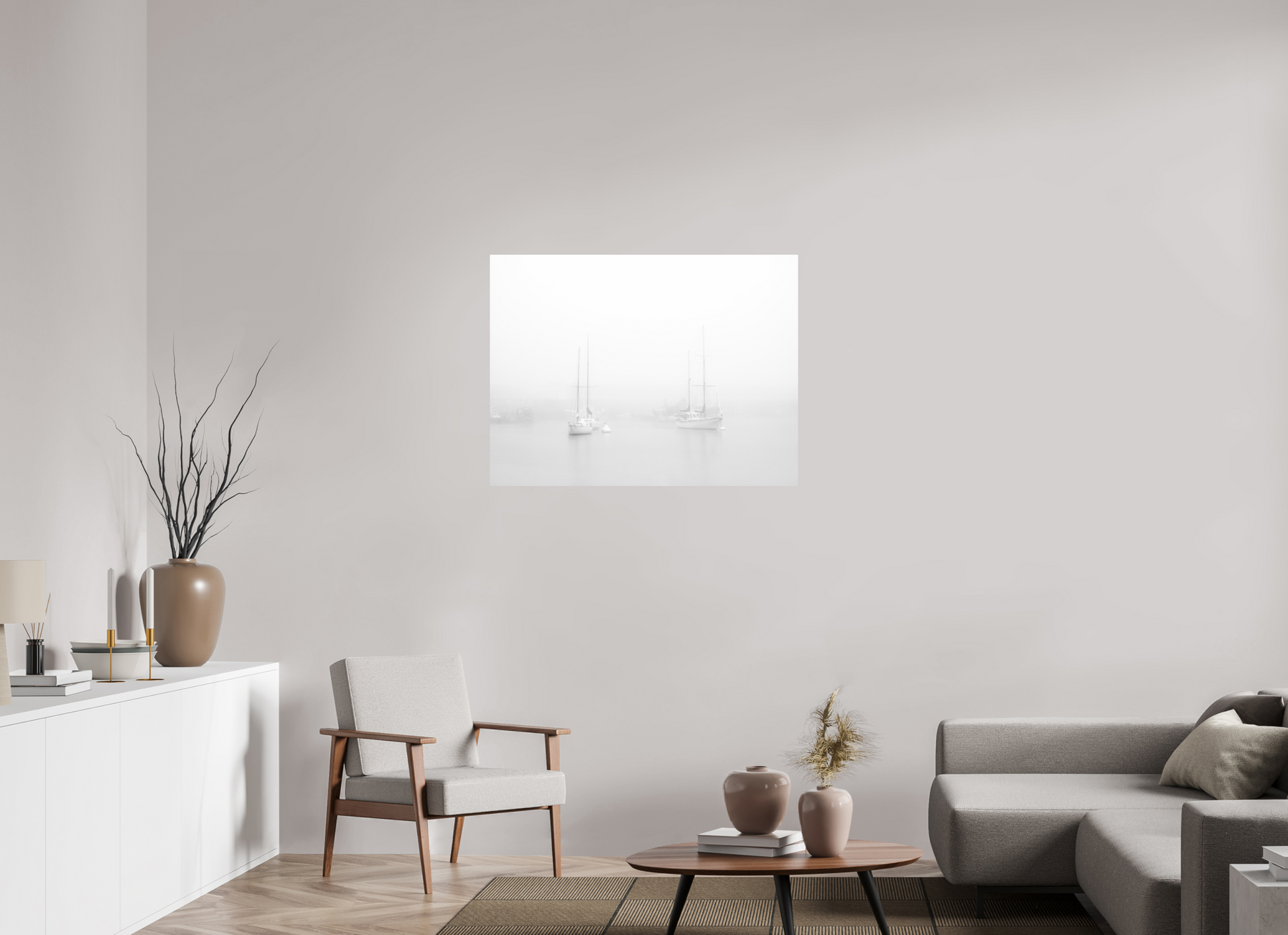 100 x 75 cm, 2- Tirage papier mat noir et blanc Sérénité Marine – Photo Murale