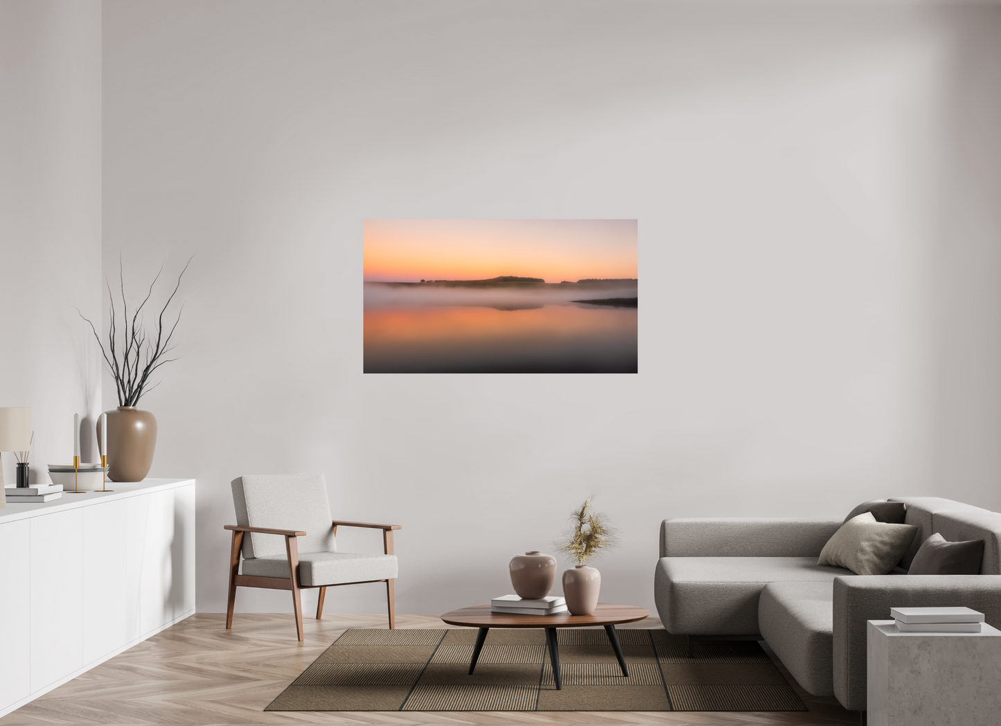 144 x 81 cm, Impression directe couleur ou noir et blanc sur plaque d'aluminium (Solidité-Durabilité) Orangé du matin Photo Artistique pour Décoration Murale