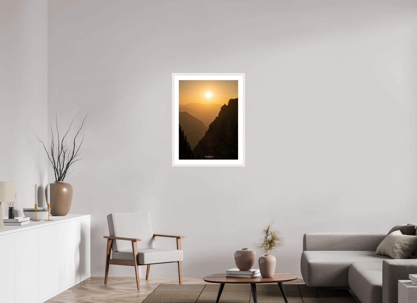 60 x 80 cm, Tirage Fine Art 30×40 cm — Passe-partout — Cadre Vercors lever de soleil sur les Alpes