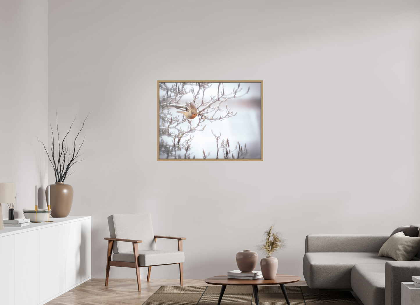 100 x 75 cm, Impression sur support rigide (Forex) avec cadre élégant type “caisse américaine” L'envol