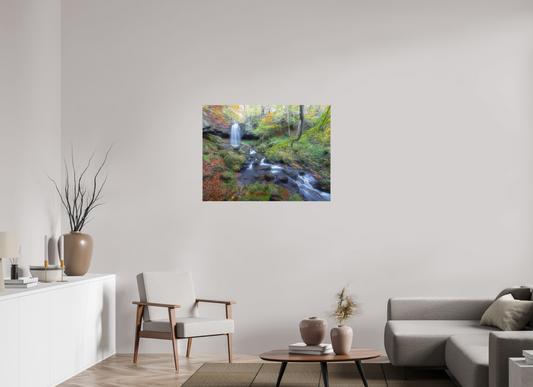 100 x 75 cm, Impression directe couleur ou noir et blanc sur plaque d'aluminium (Solidité-Durabilité) Cascade du Capat, Cantal, Auvergne, France.